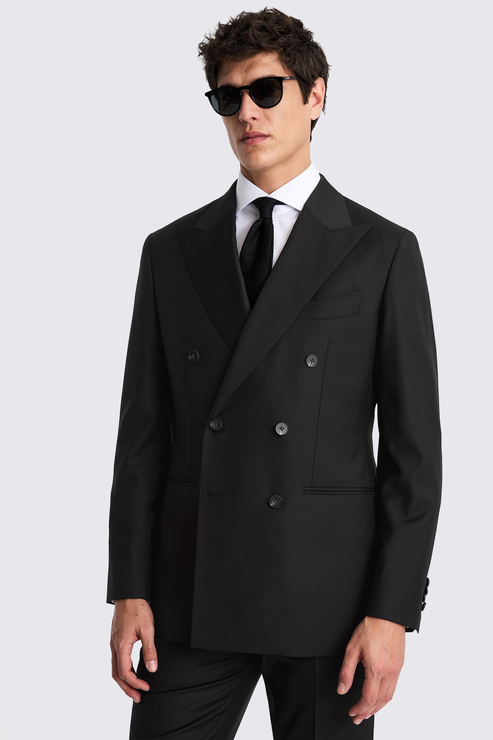 Italian Tailored Fit Black Twill Suit