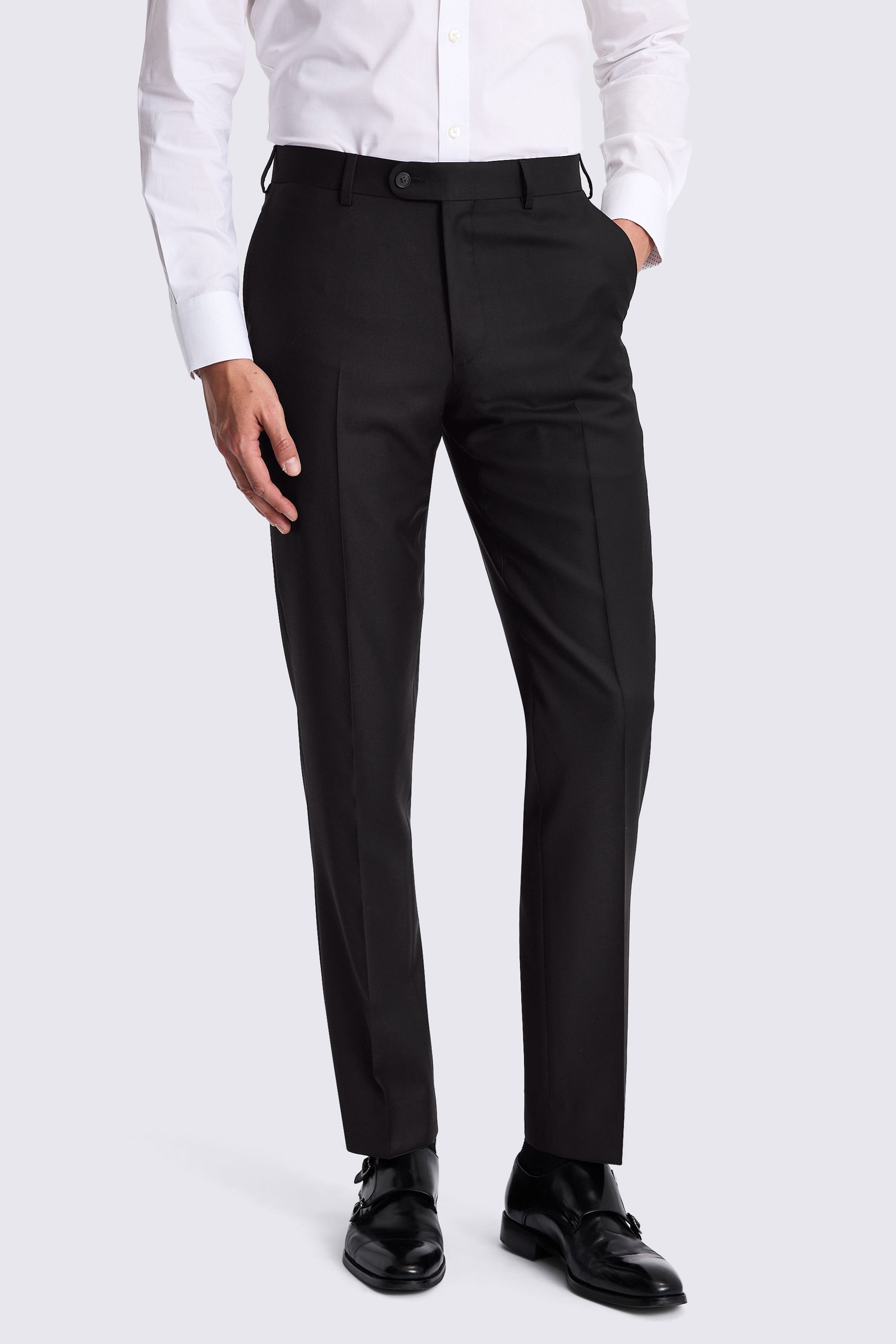 Italian Tailored Fit Black Twill Suit