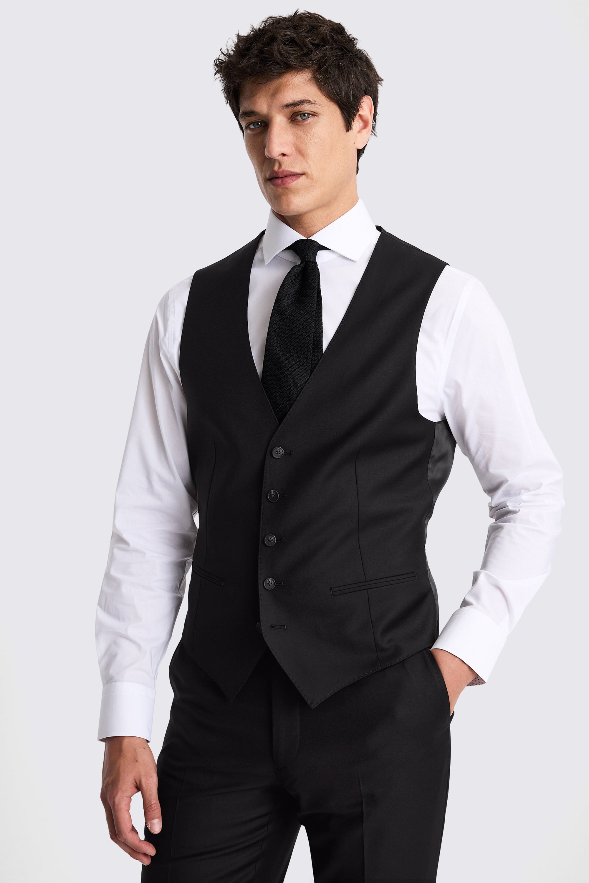 Italian Tailored Fit Black Twill Suit