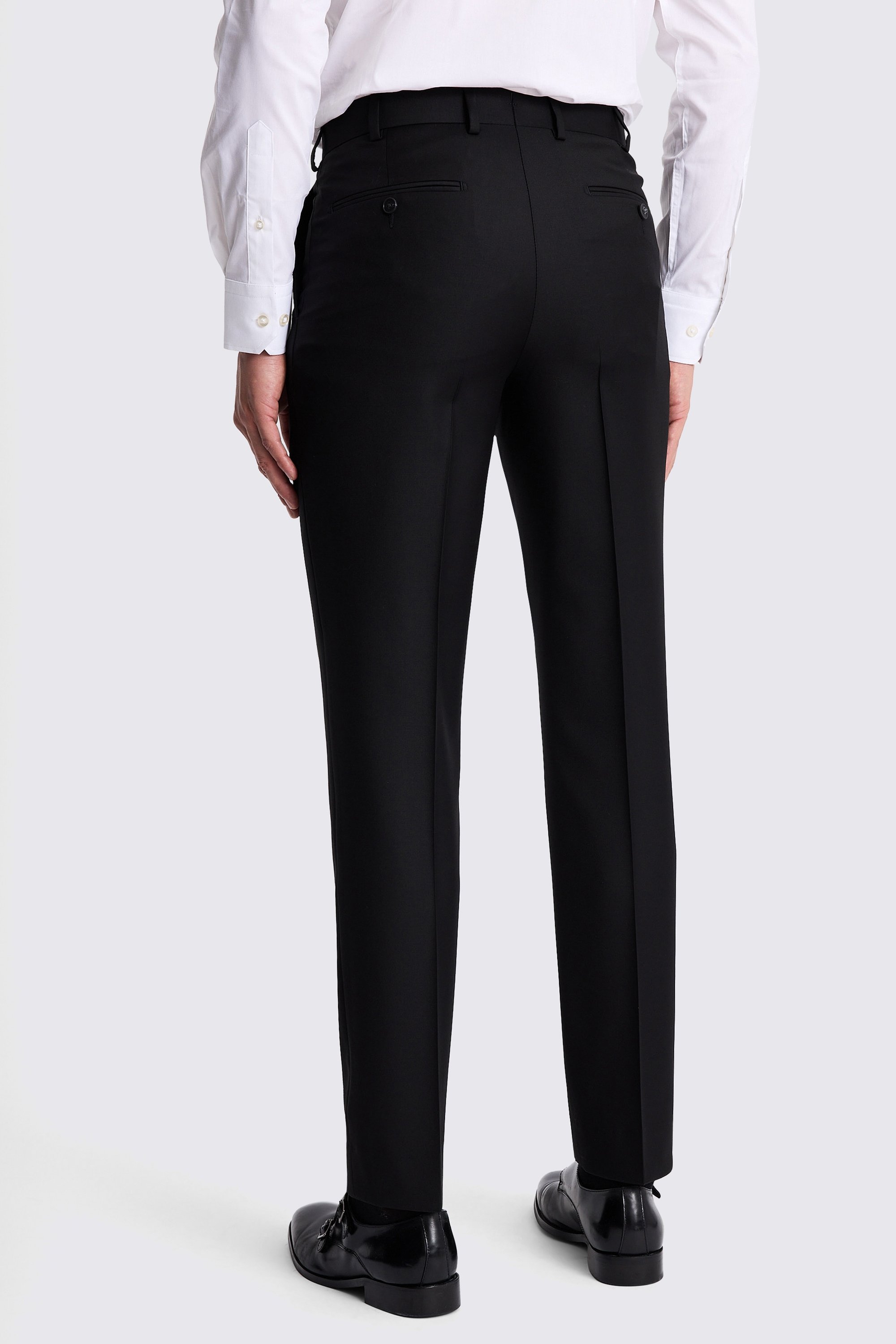 Tailored Fit Black Twill Trousers