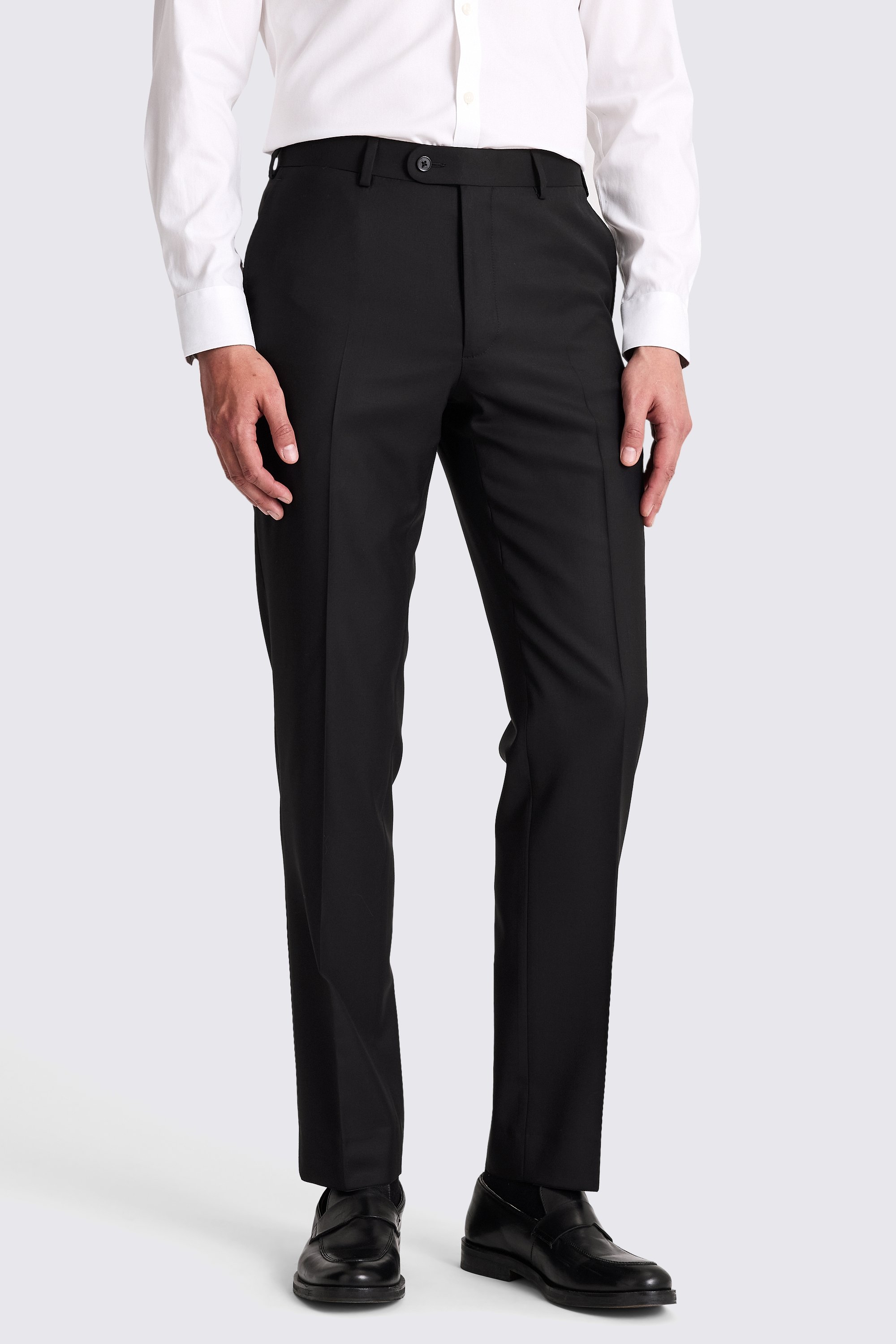 Italian Tailored Fit Black Twill Trousers