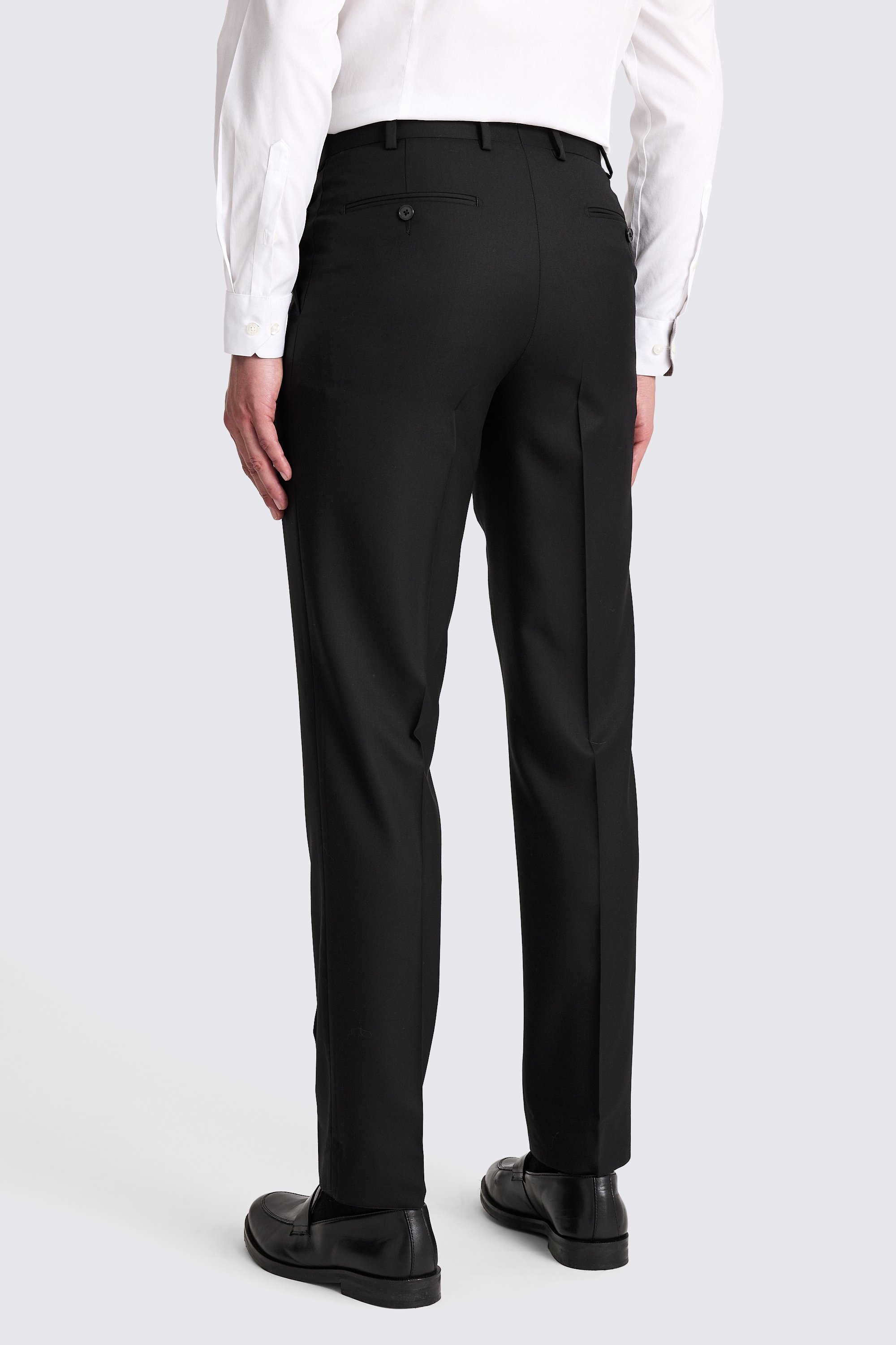 Italian Tailored Fit Black Twill Trousers