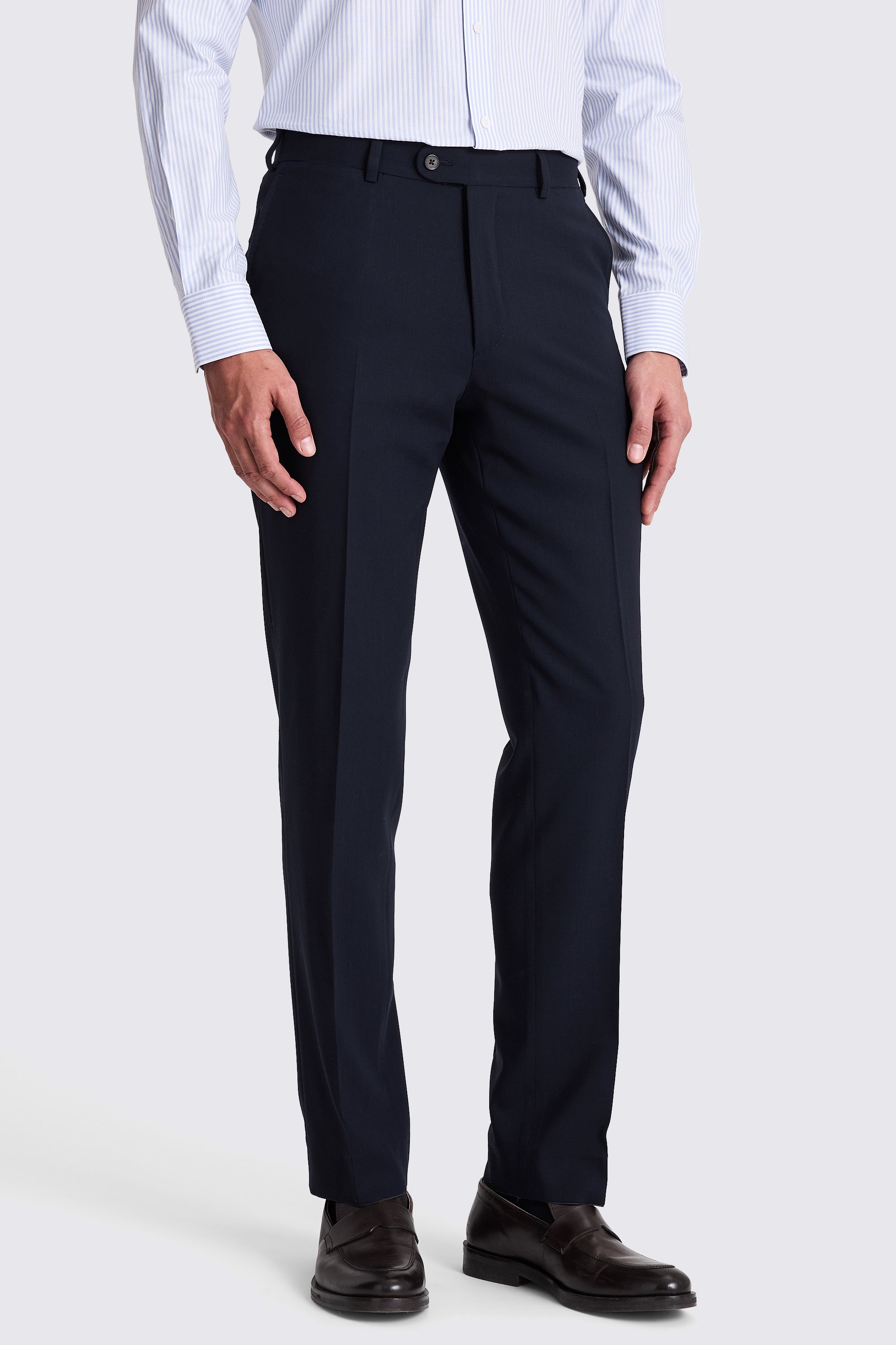 Italian Tailored Fit Navy Hopsack Trousers