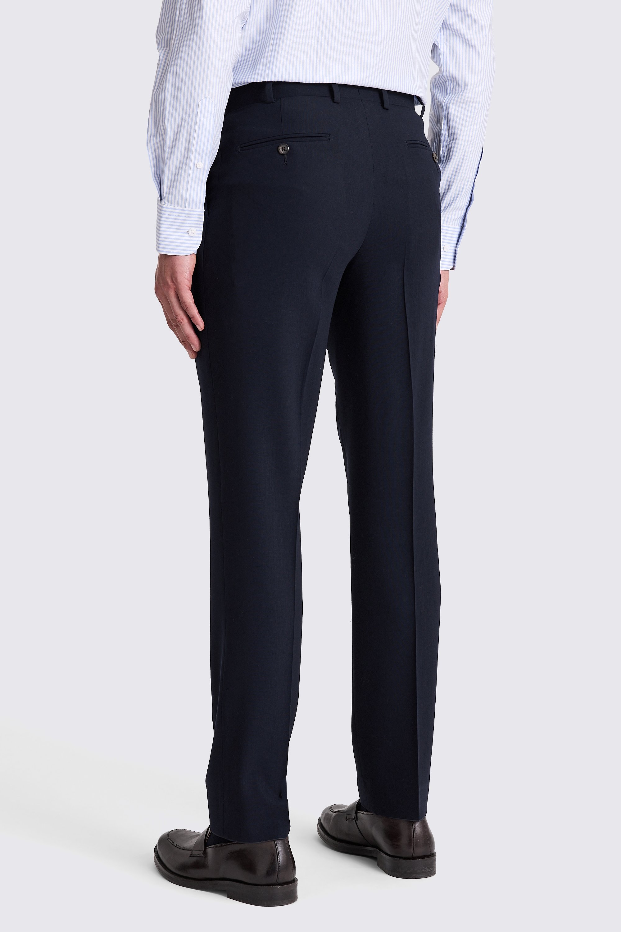 Italian Tailored Fit Navy Hopsack Trousers