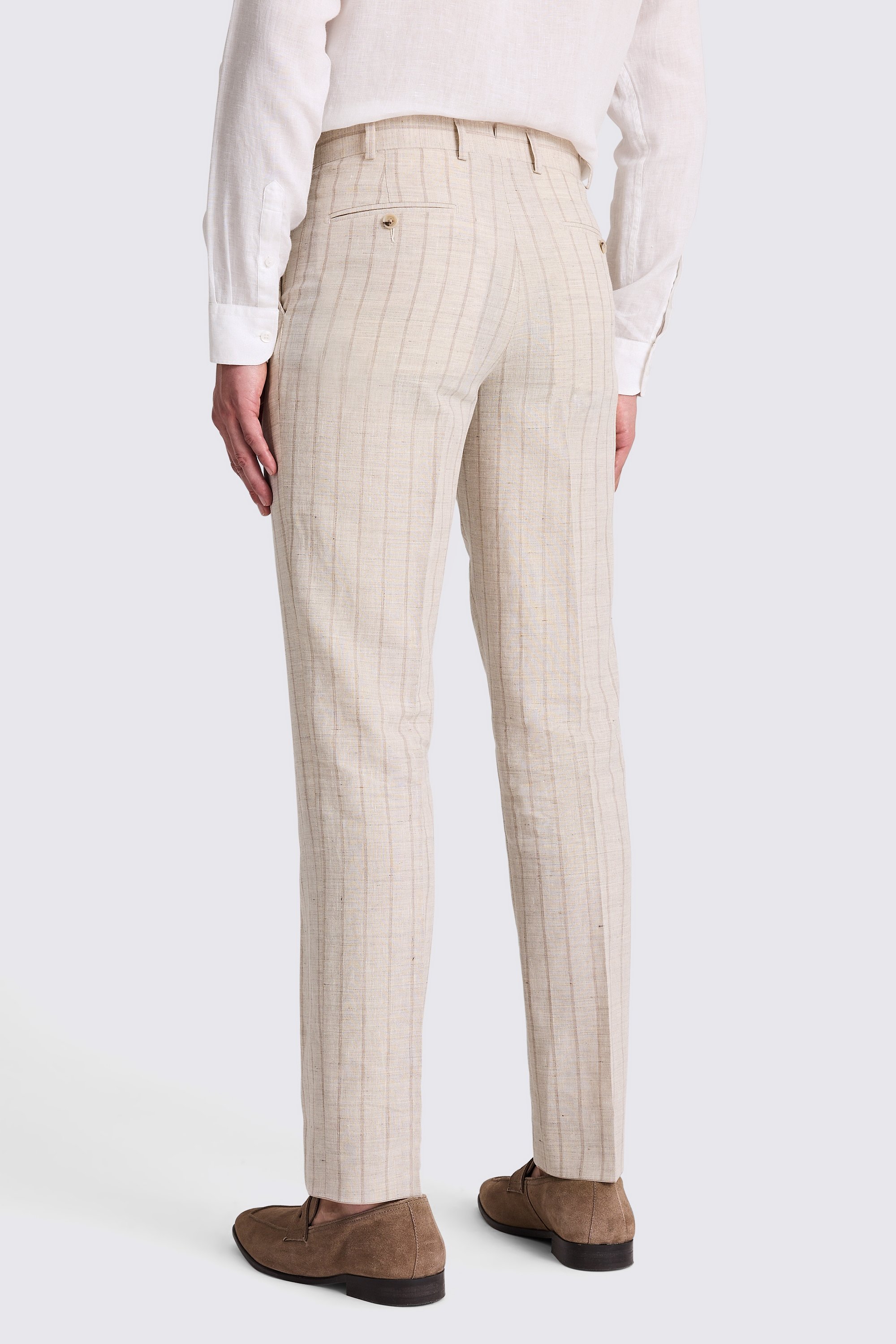 Italian Tailored Fit Neutral Stripe Trousers