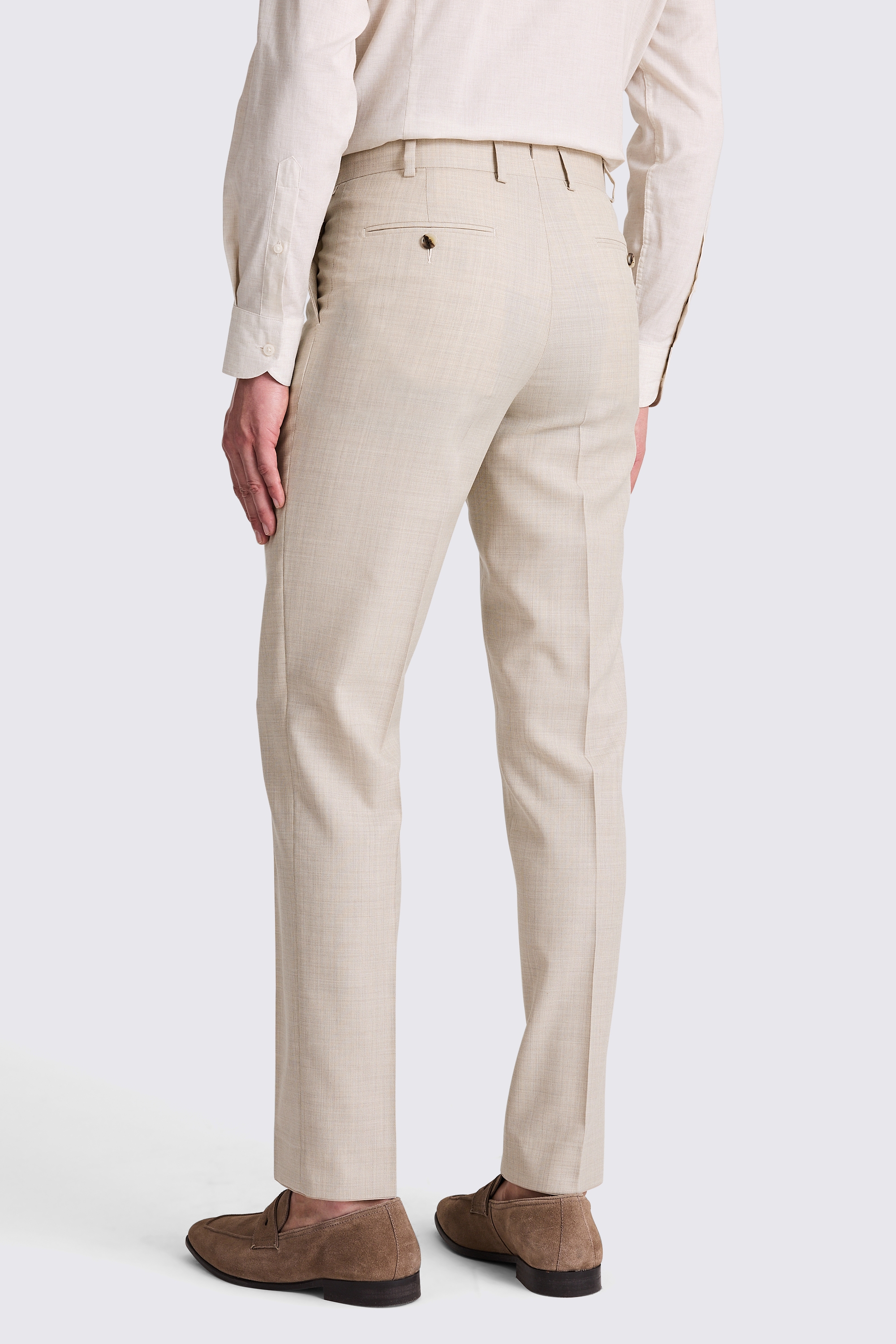 Italian Tailored Fit Taupe Hopsack Trousers