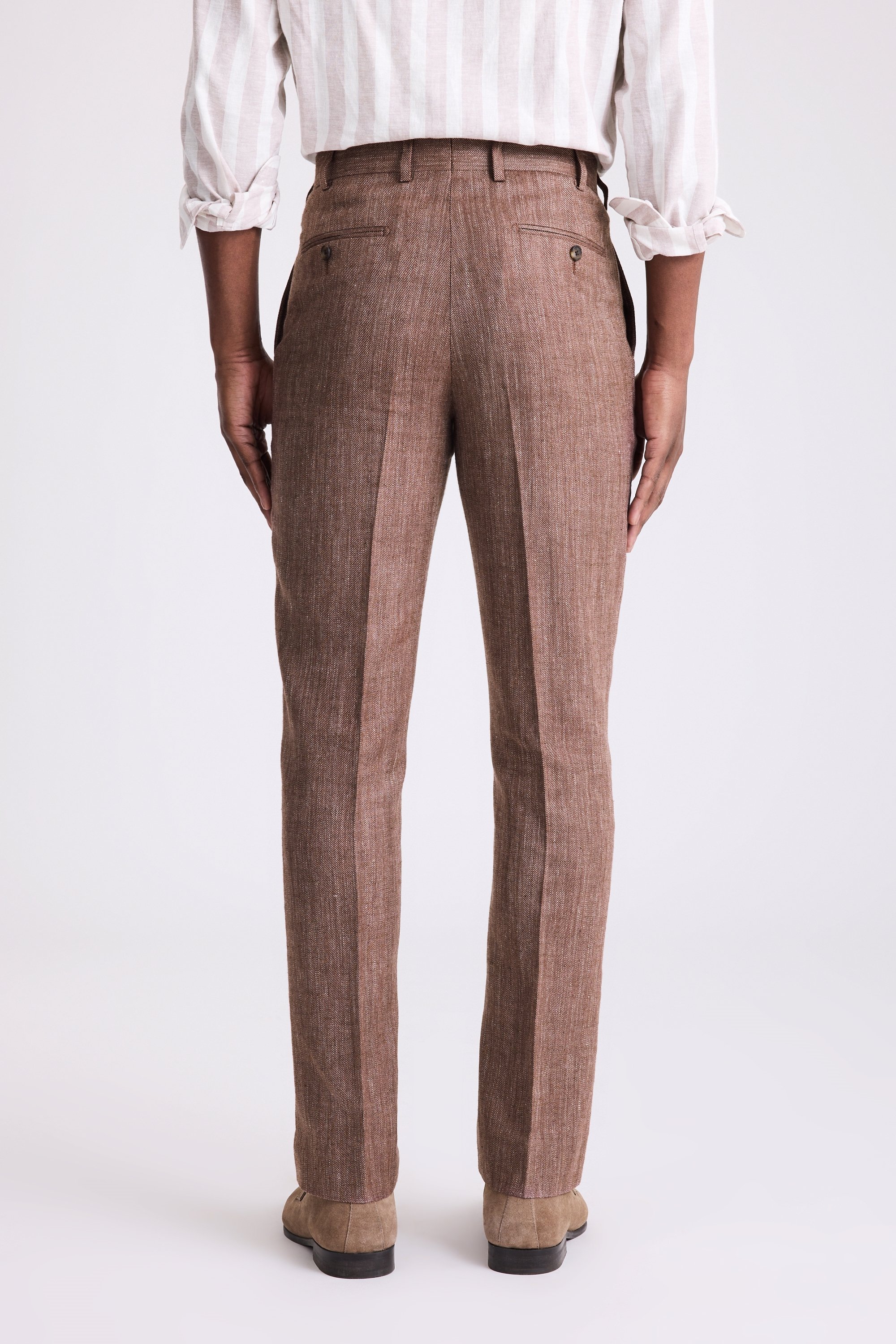 Italian Tailored Fit Cerise Herringbone Trousers