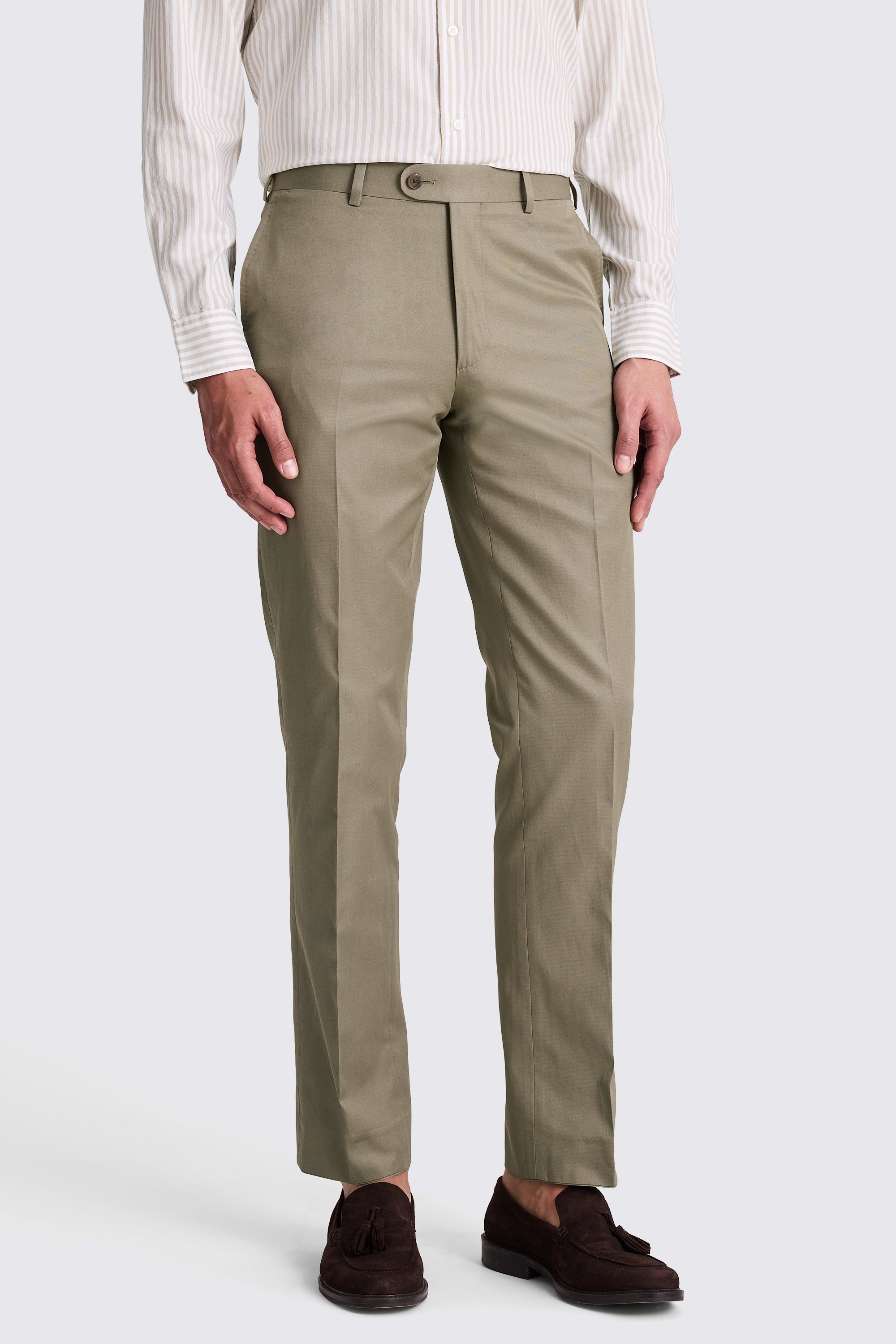 Italian Tailored Fit Khaki Cotton Trousers