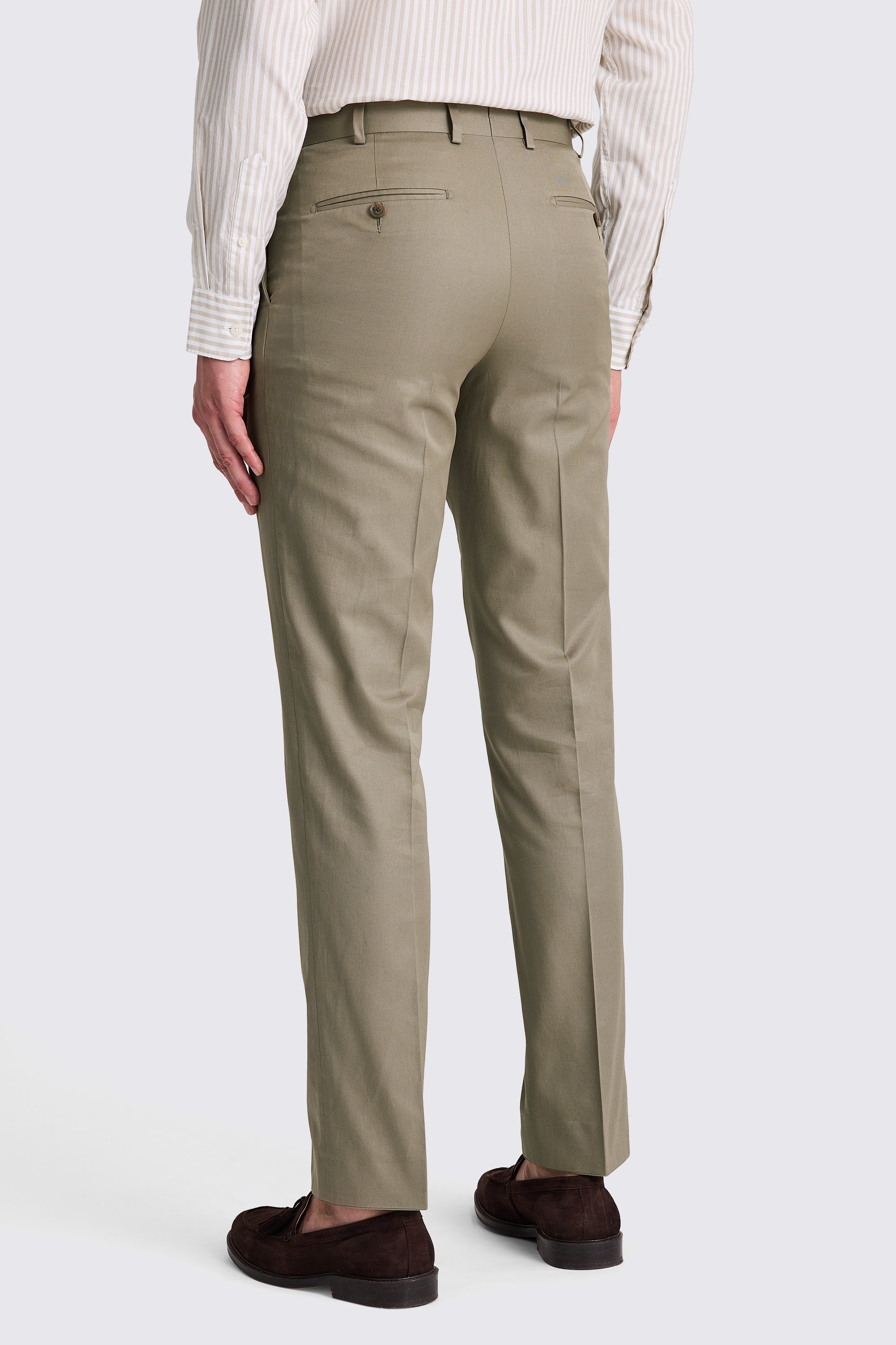 Italian Tailored Fit Khaki Cotton Trousers