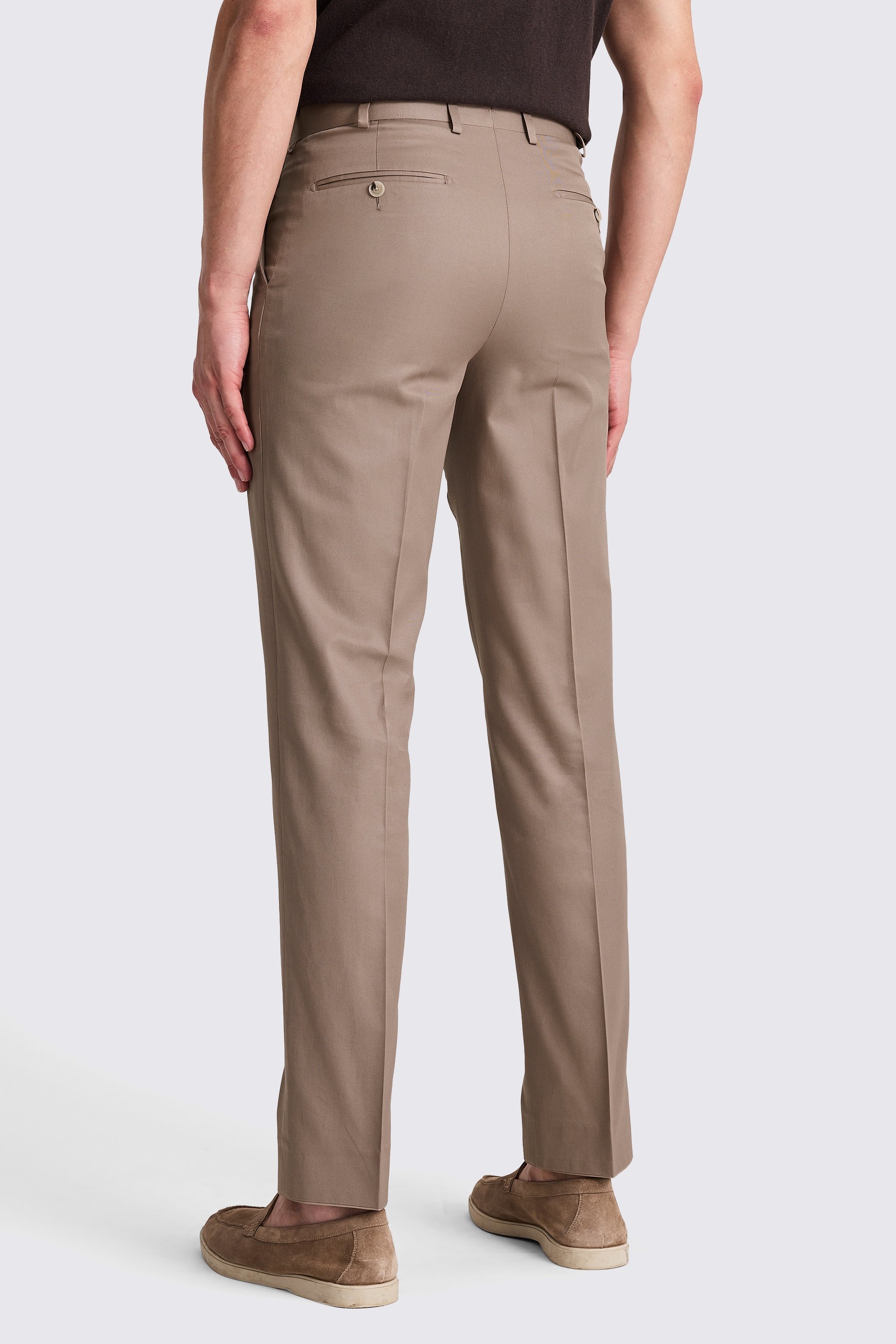 Italian Tailored Fit Taupe Cotton Trousers