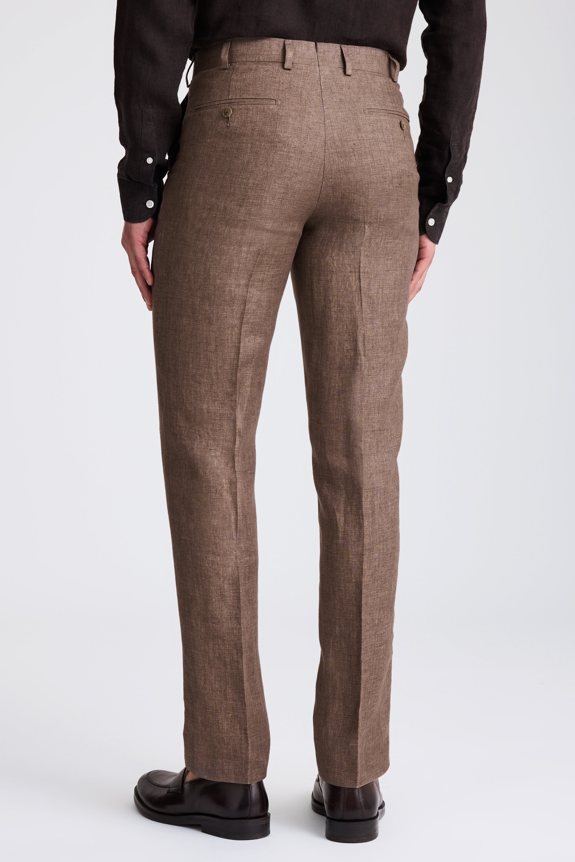 Italian Tailored Brown Twill Linen Trousers