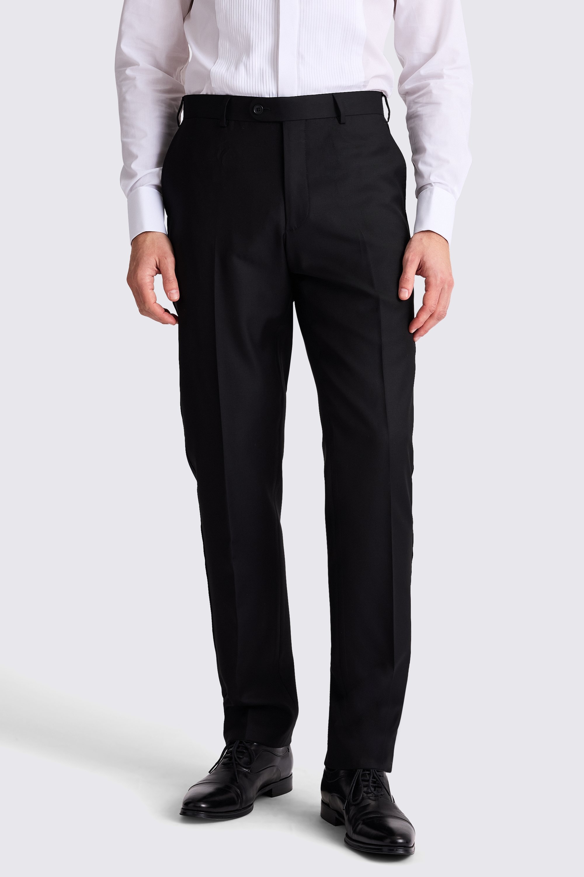 Italian Tailored Fit Black Twill Trousers