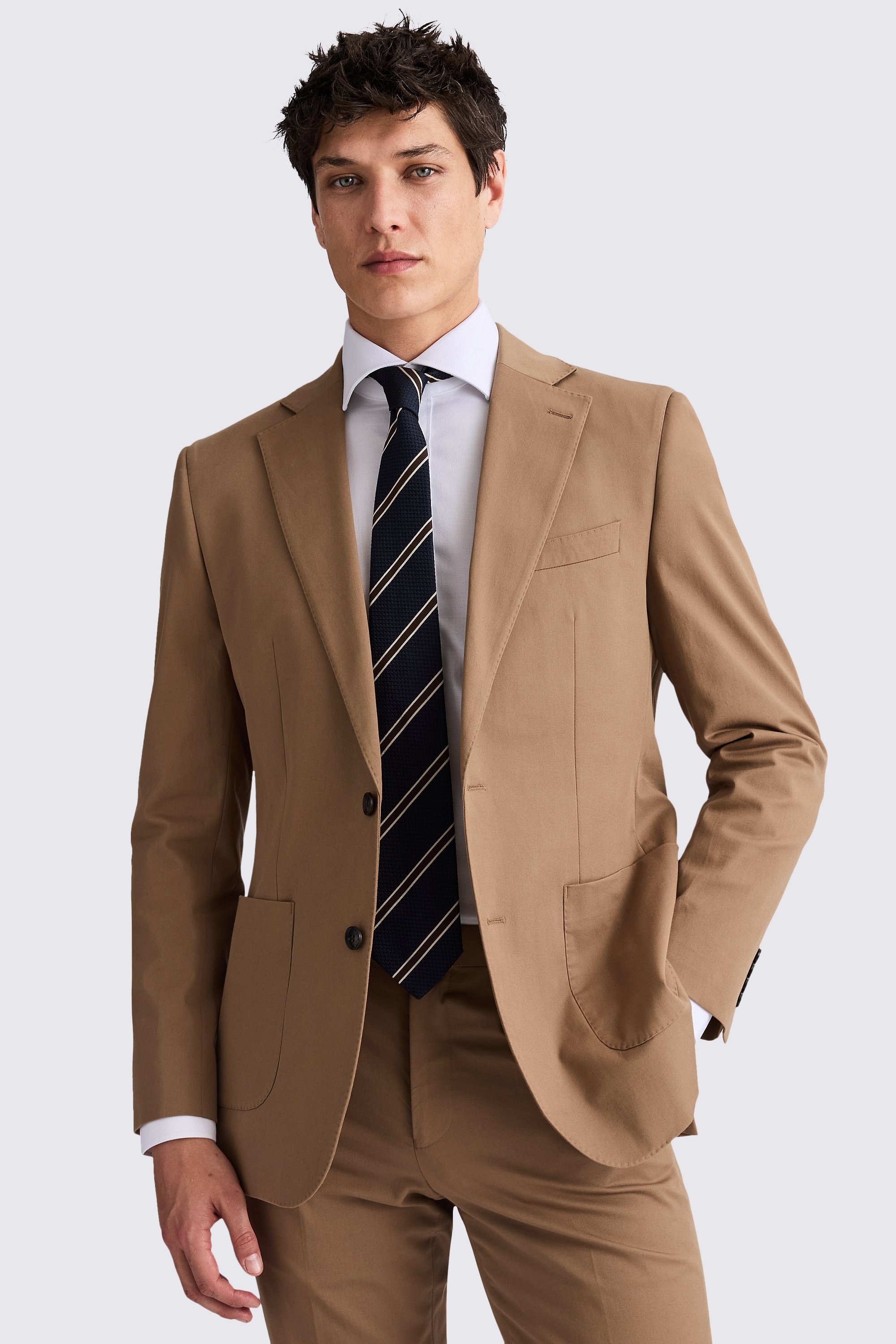 Tailored Fit Tobacco Cotton Suit