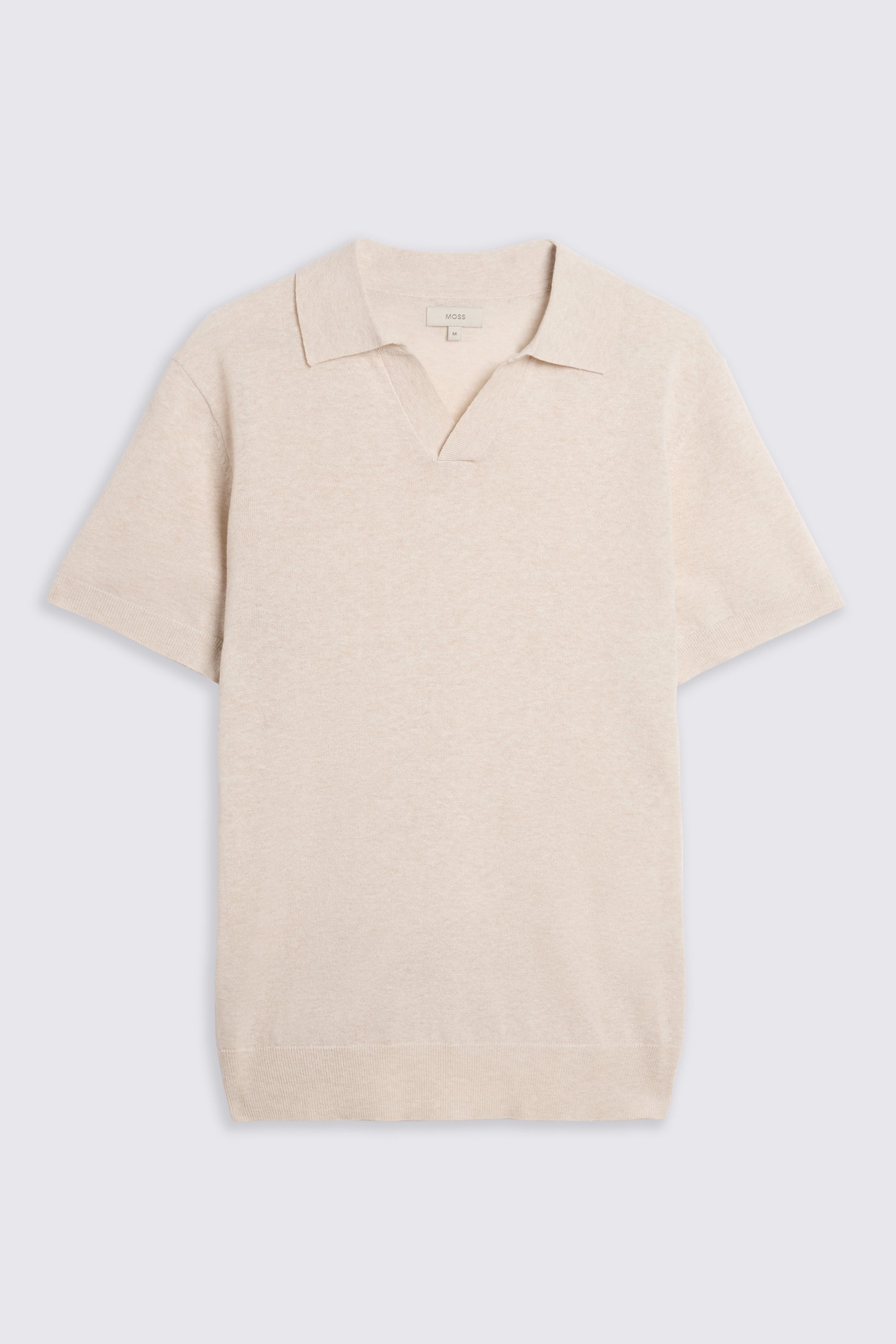 Linen Blend Oatmeal Skipper Polo