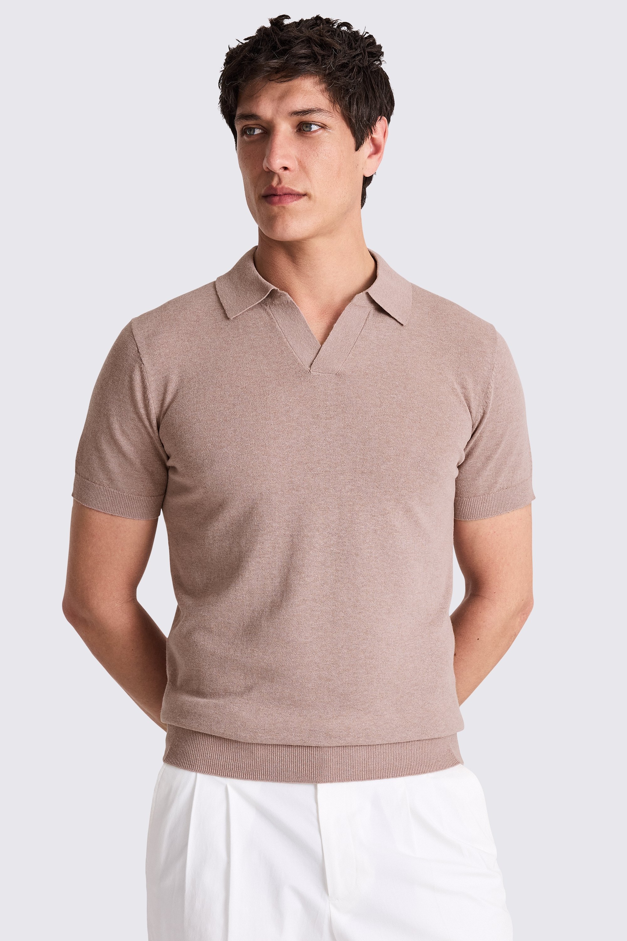 Linen Blend Pink Skipper Polo