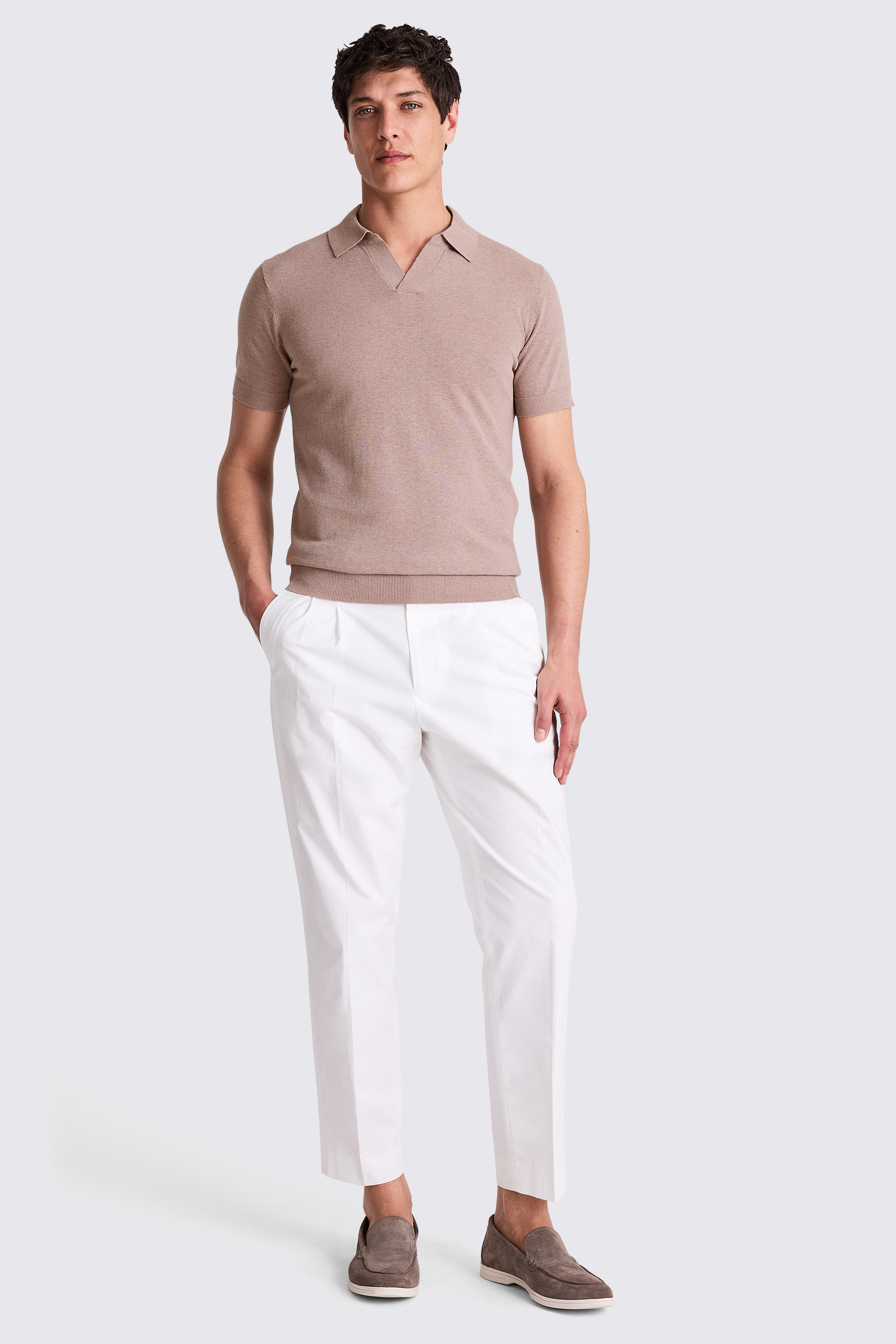 Linen Blend Pink Skipper Polo