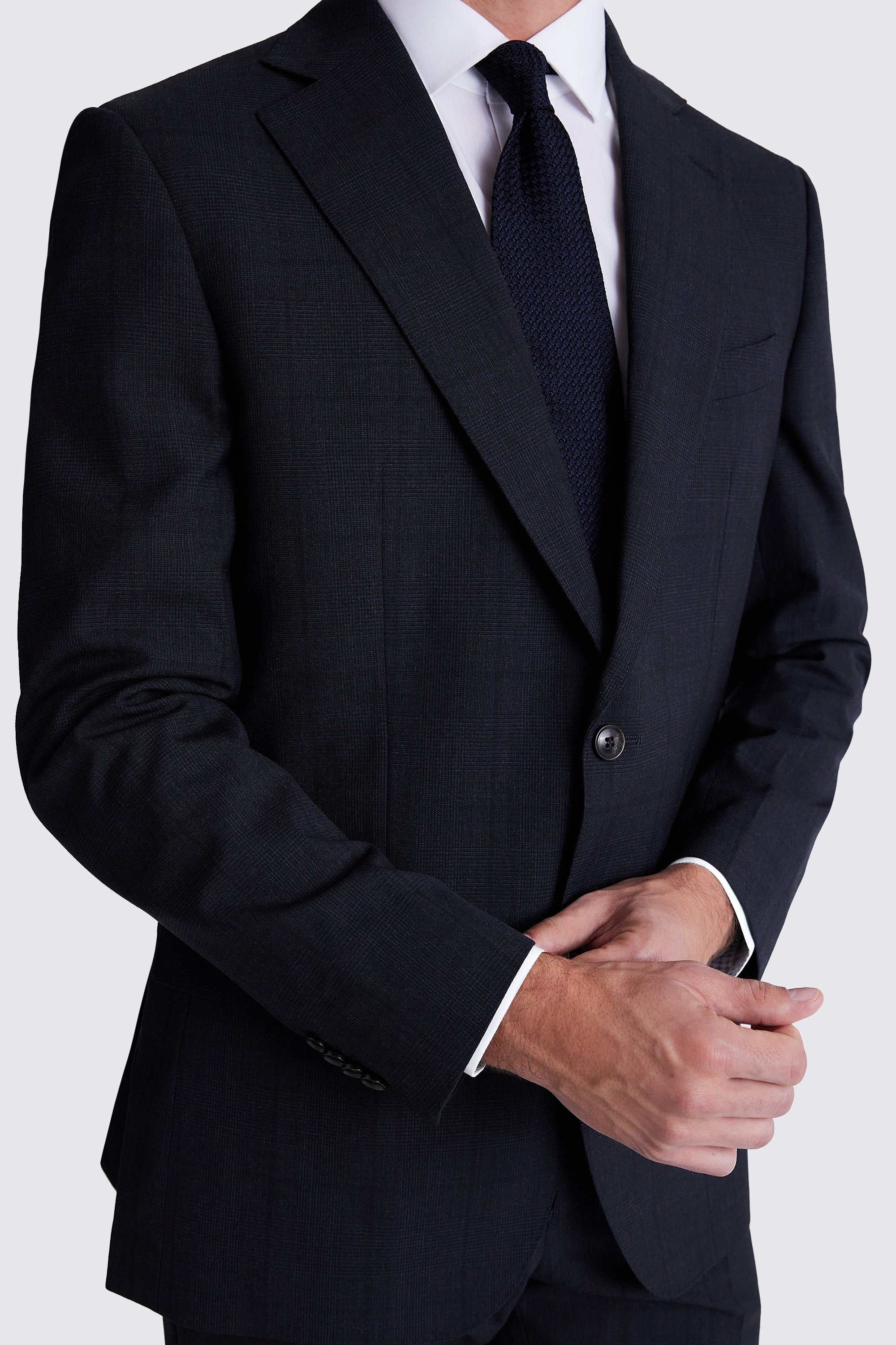 Custom Made navy check suit