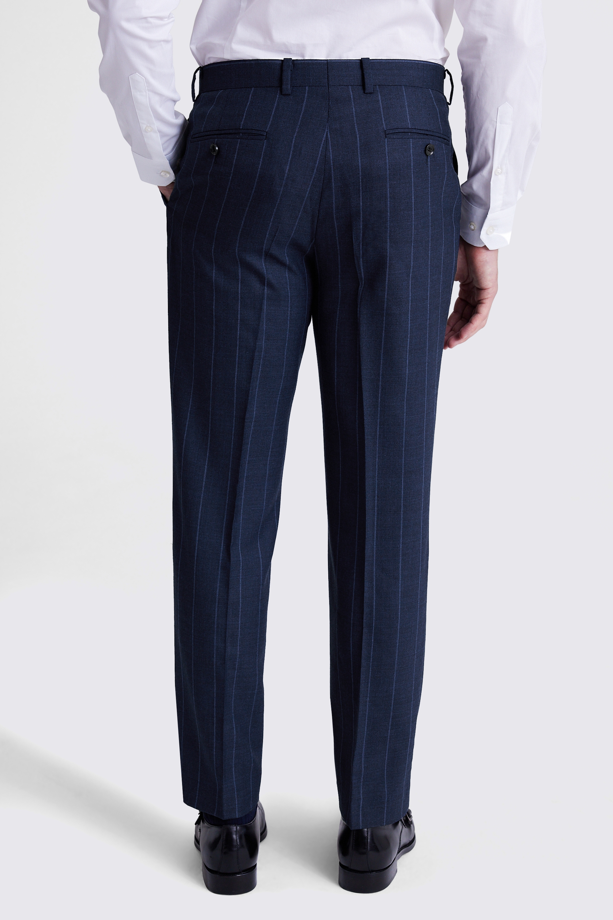 Regular Fit Navy Stripe Trousers