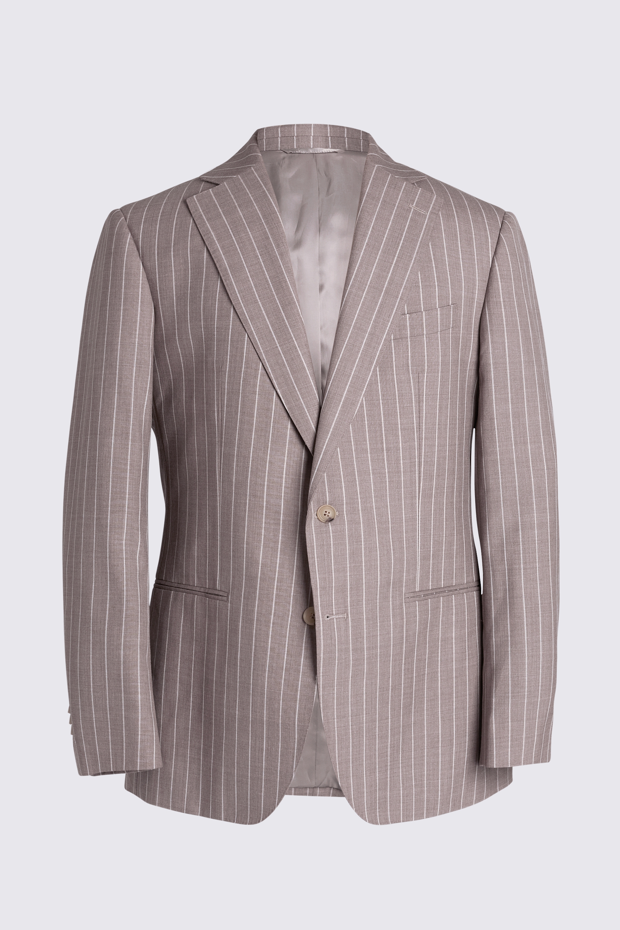 Custom Made half canvas taupe stripe suit