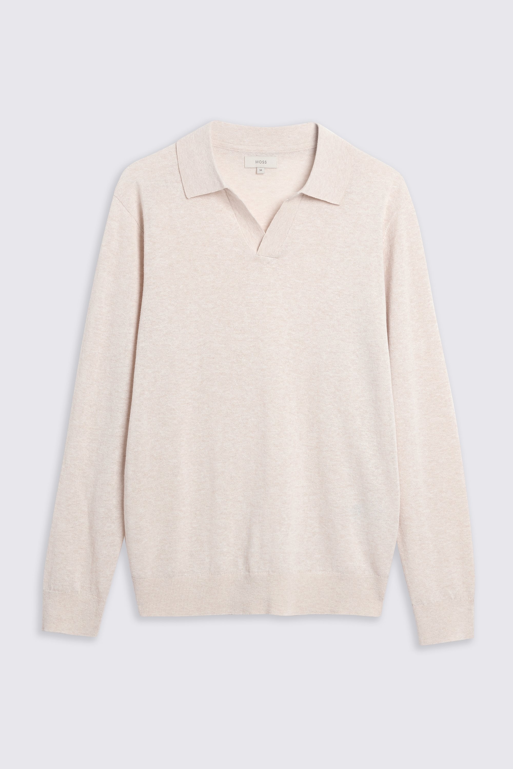Oatmeal Linen-Blend Skipper Polo