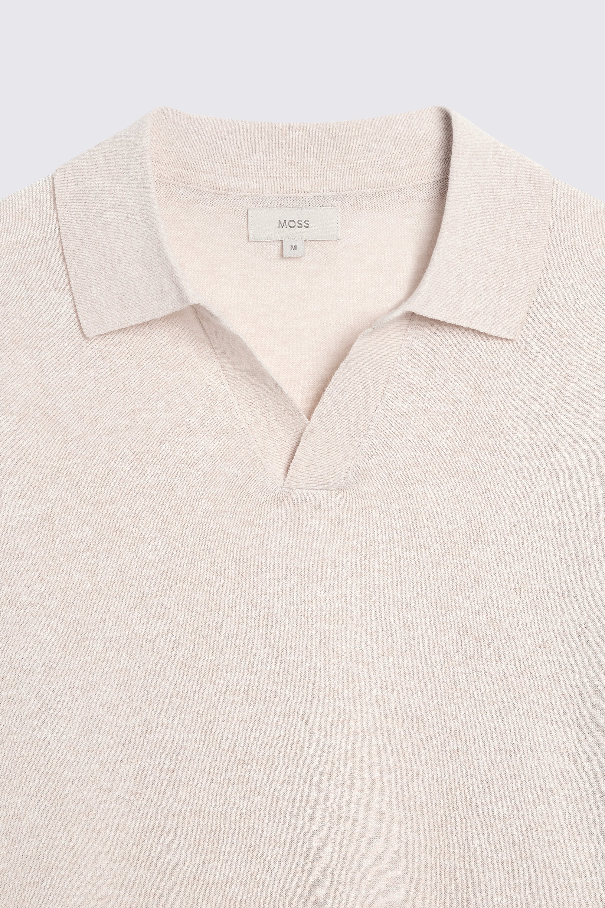 Oatmeal Linen-Blend Skipper Polo
