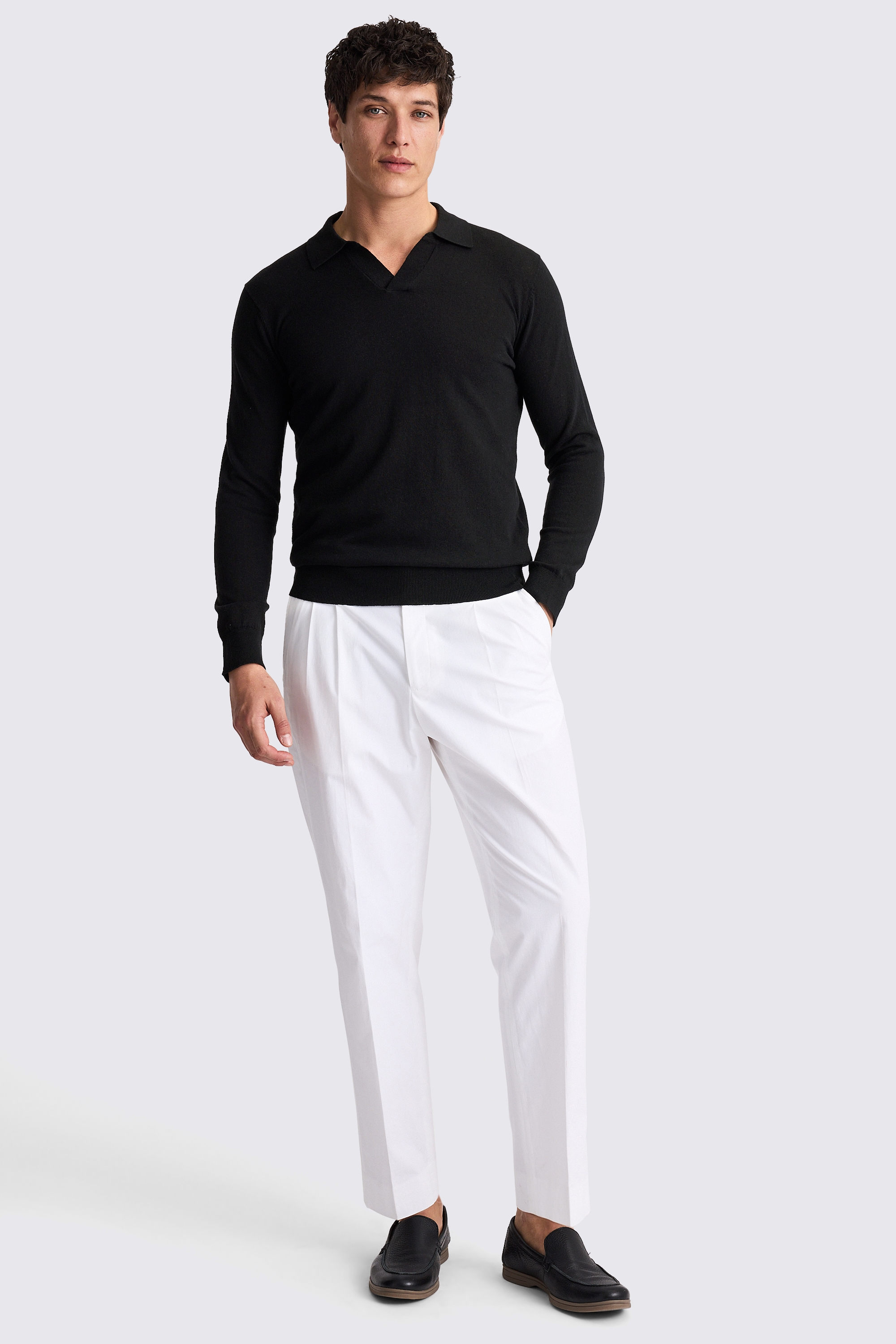 Linen Blend Black Skipper Polo