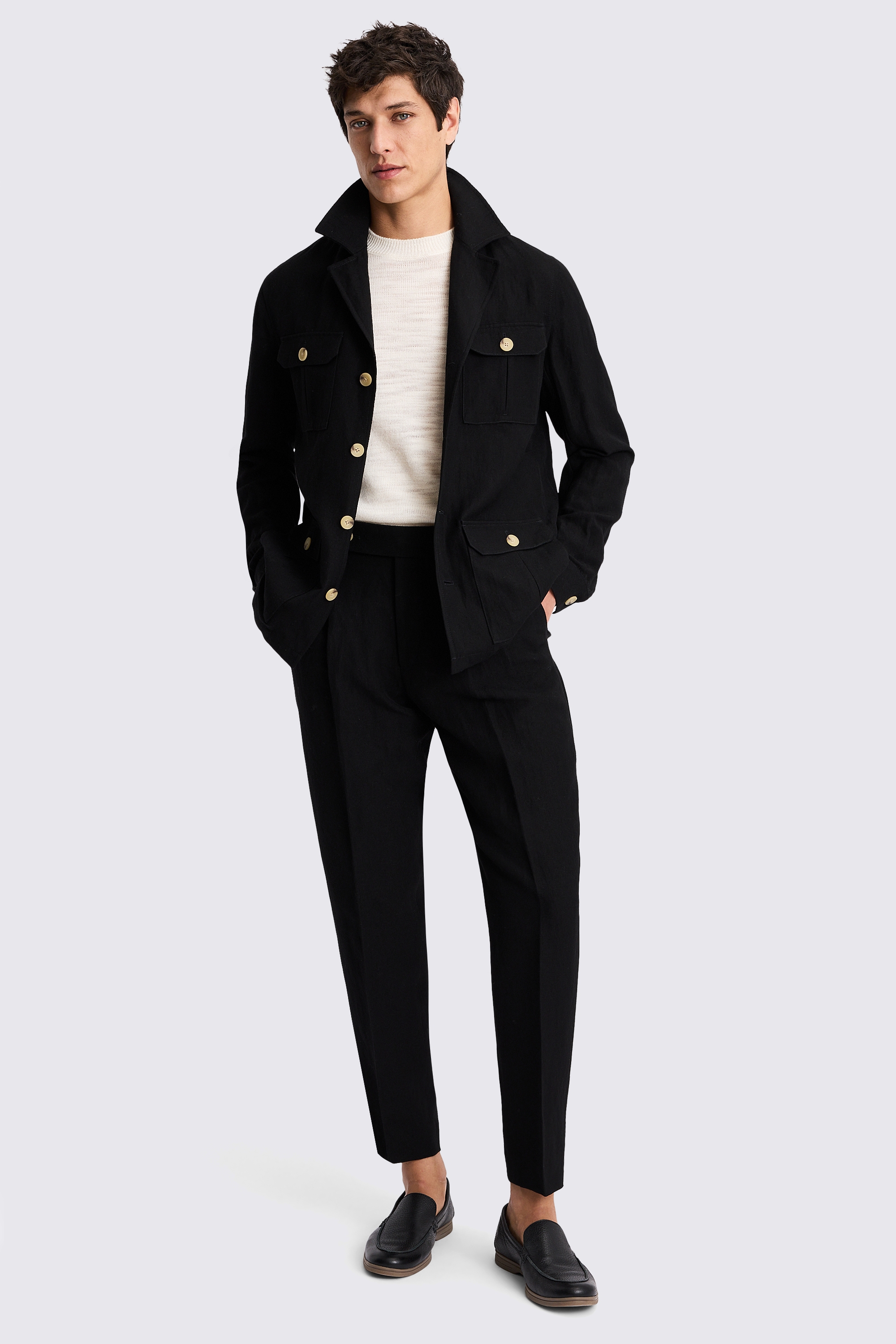 Black Wool Linen Shacket