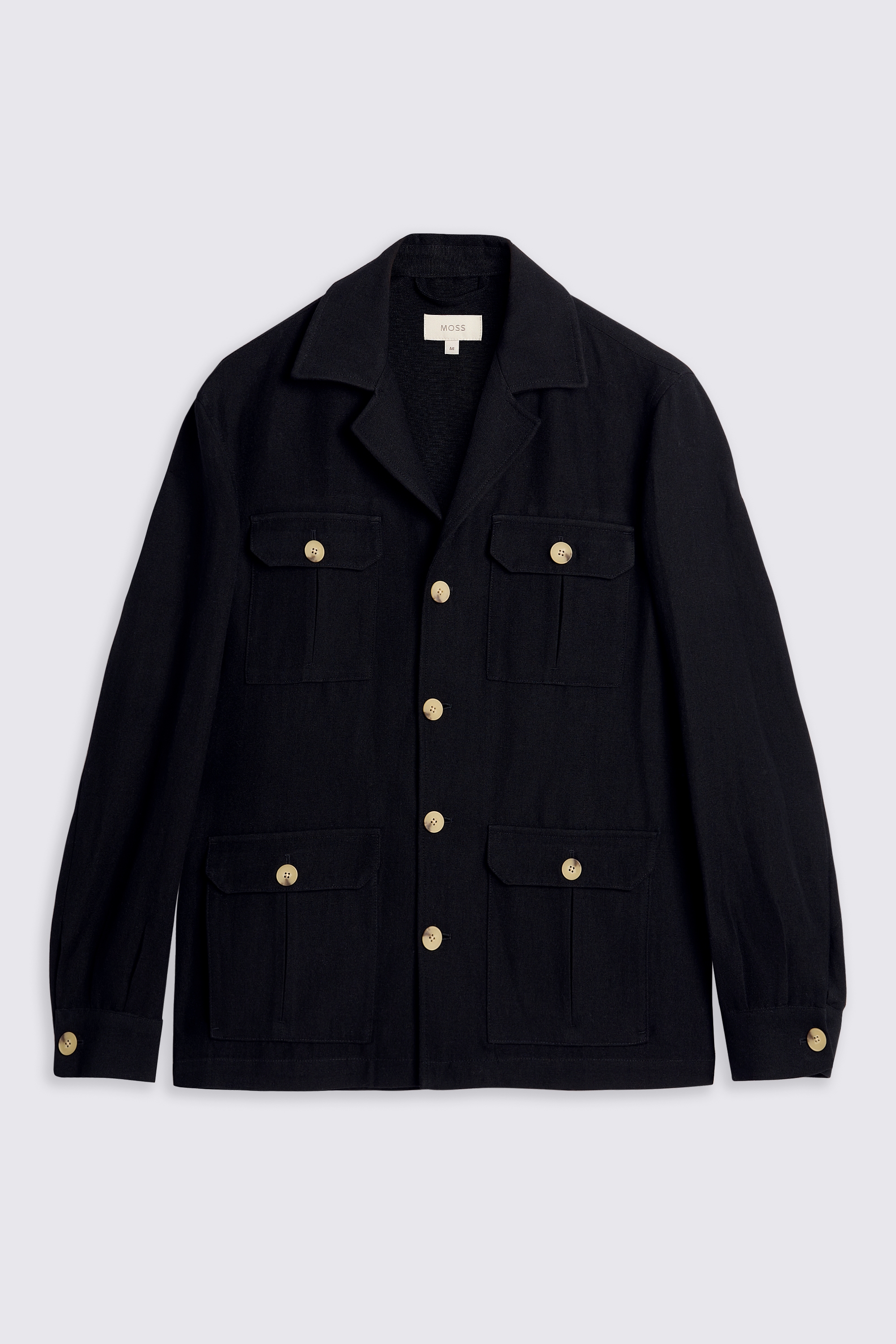 Black Wool Linen Shacket
