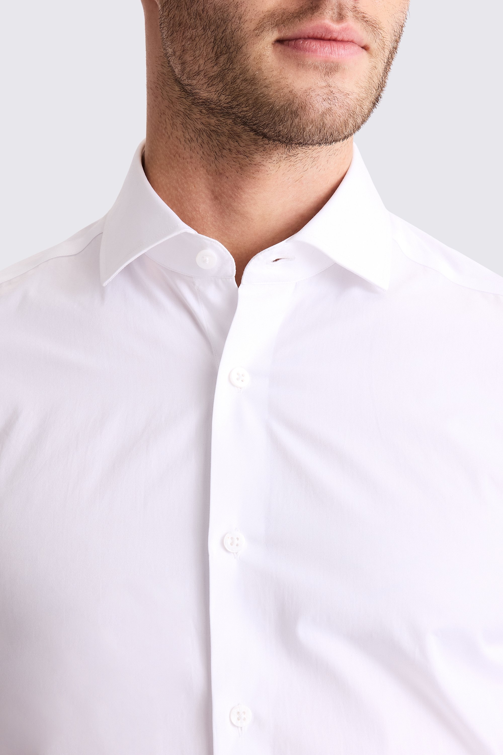 Tailored Fit White Poplin Shirt