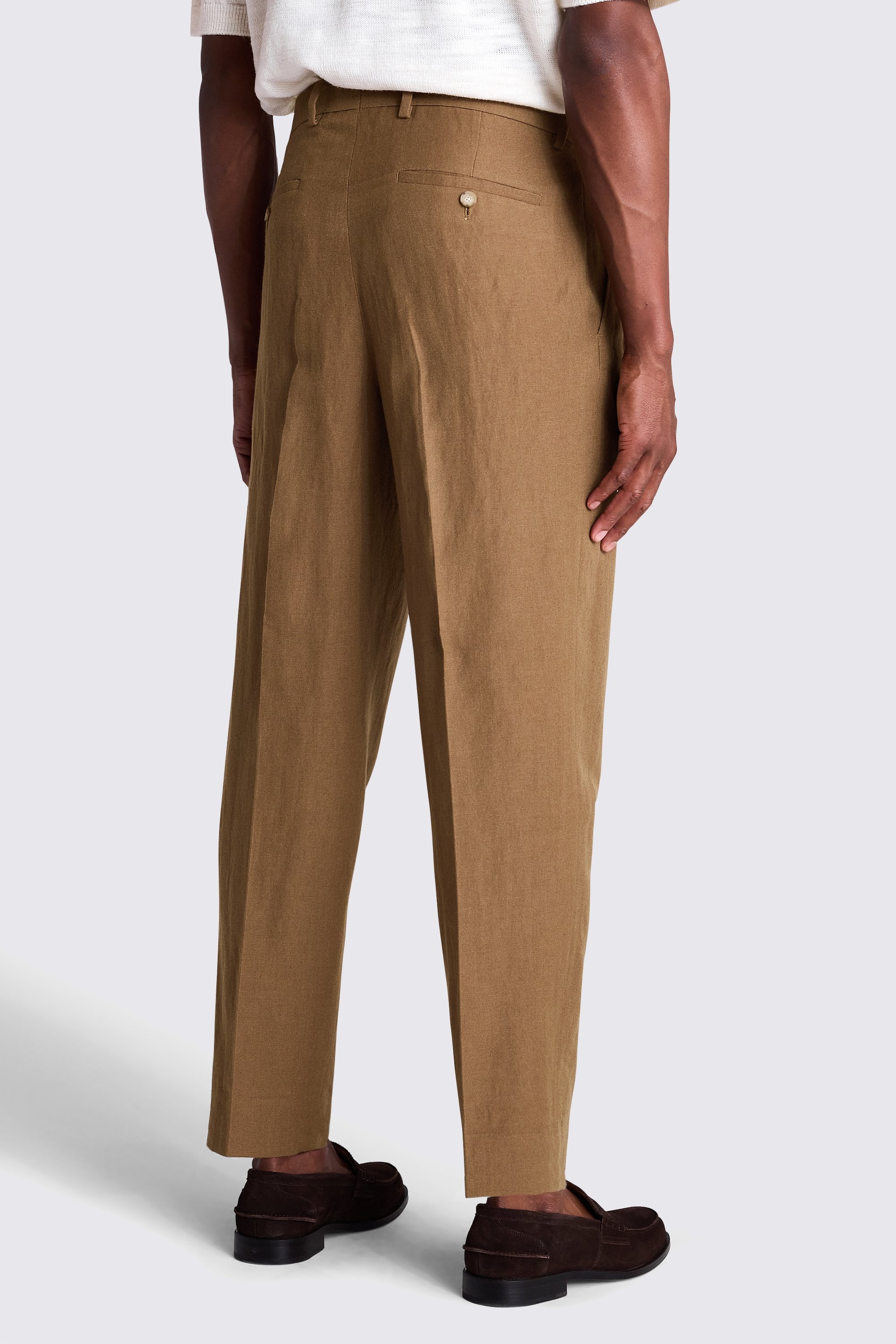 Gold Wool Linen Wide Leg Pants