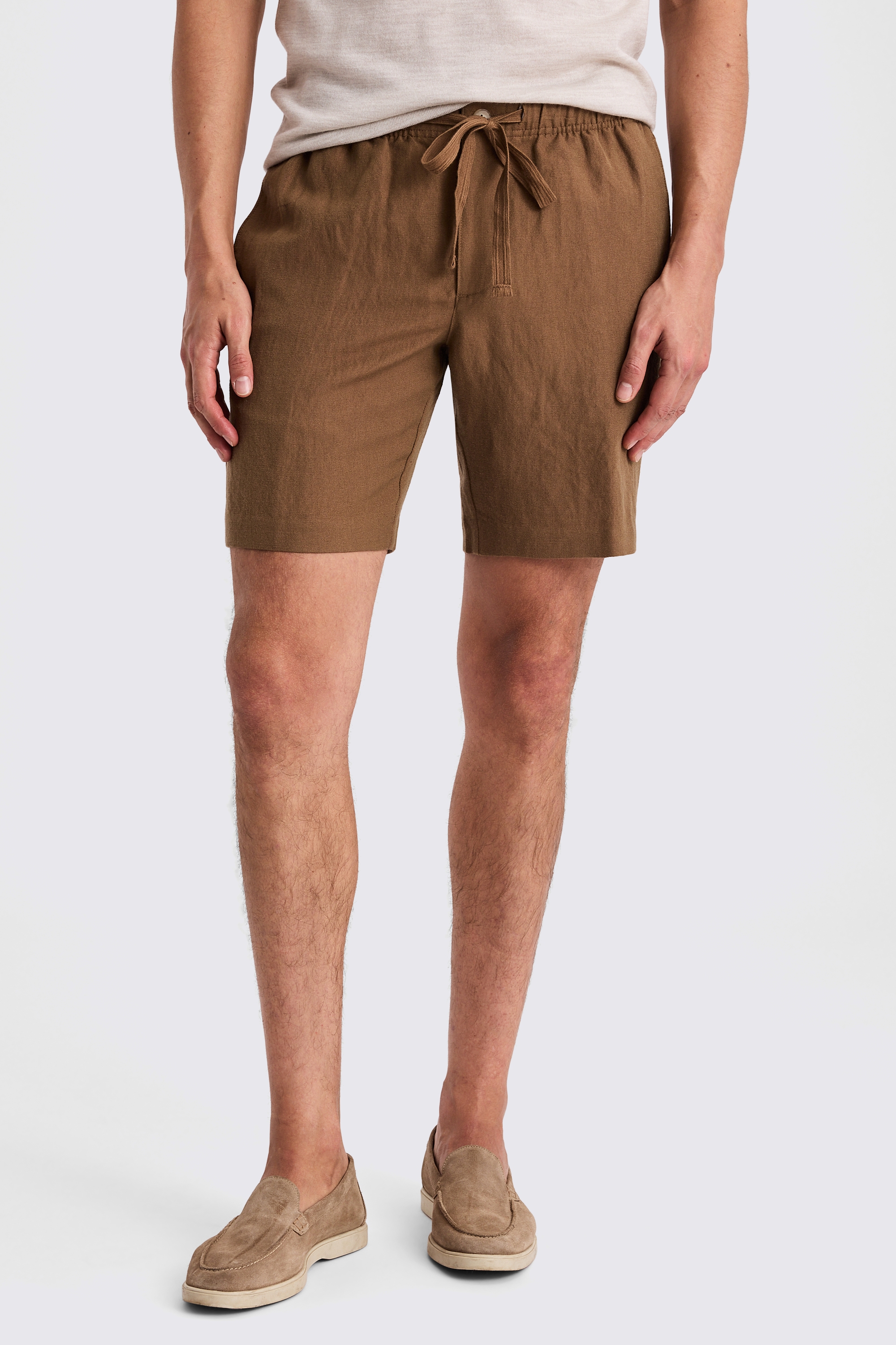 Gold Wool Linen Shorts