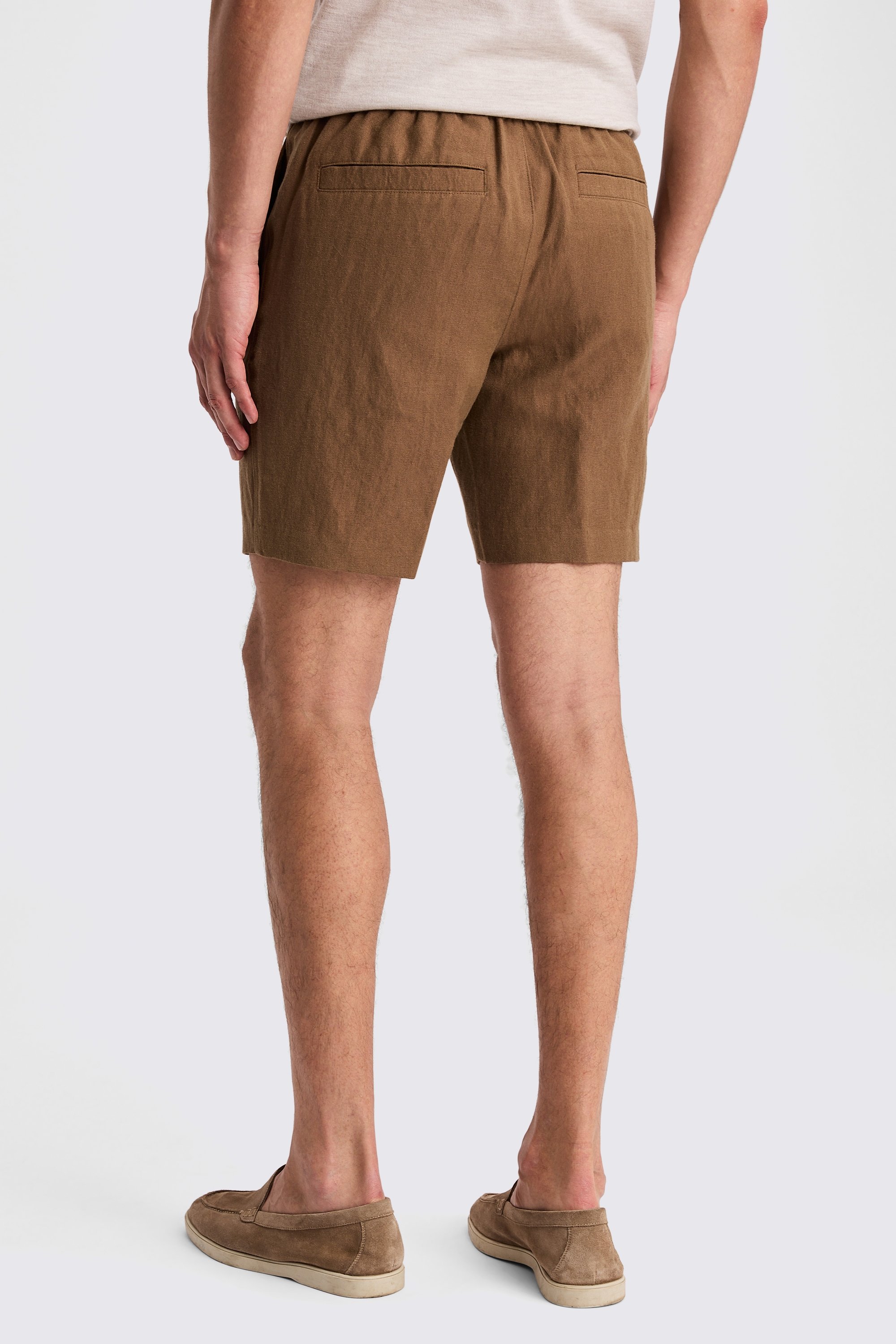 Gold Wool Linen Shorts
