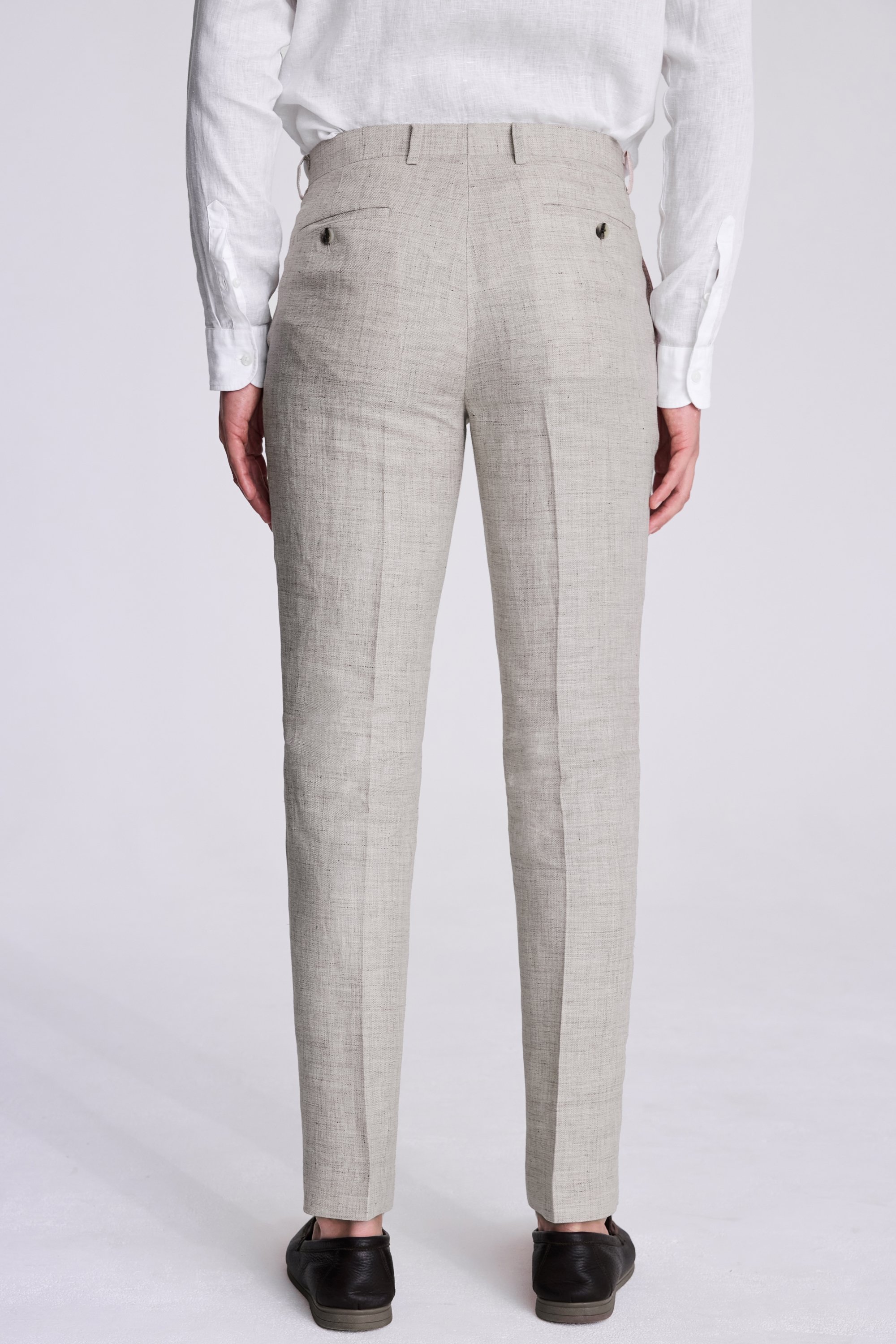 Tailored Fit Neutral Linen Trousers