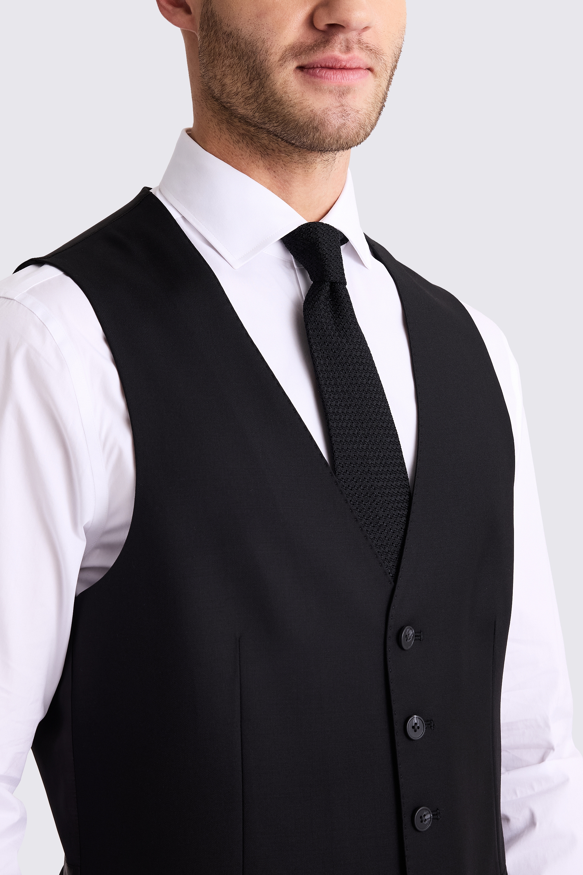Tailored Fit Black Stretch Waistcoat