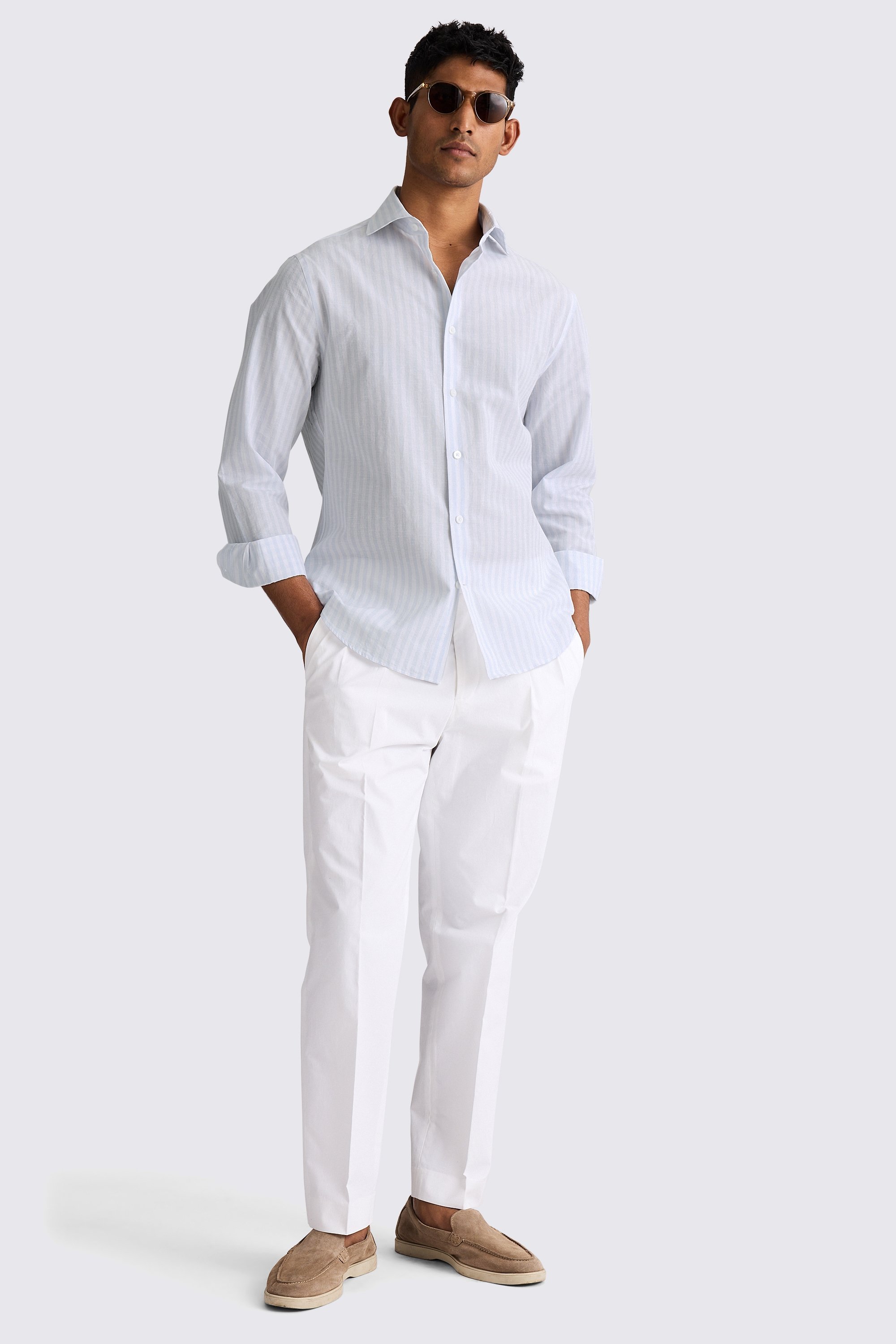 Blue Bengal Cotton Linen Stripe Shirt