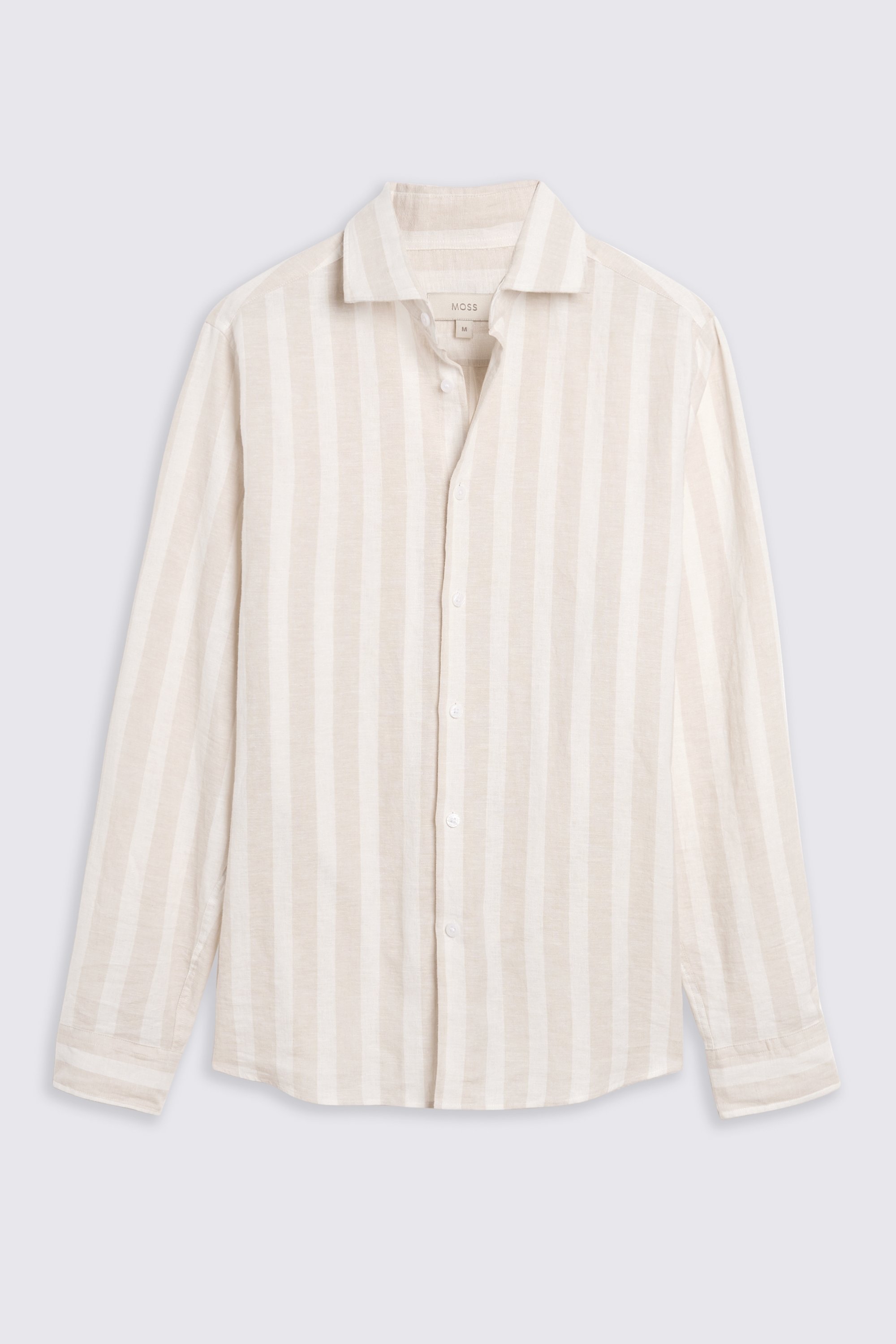 Camel Cotton Linen Stripe Shirt