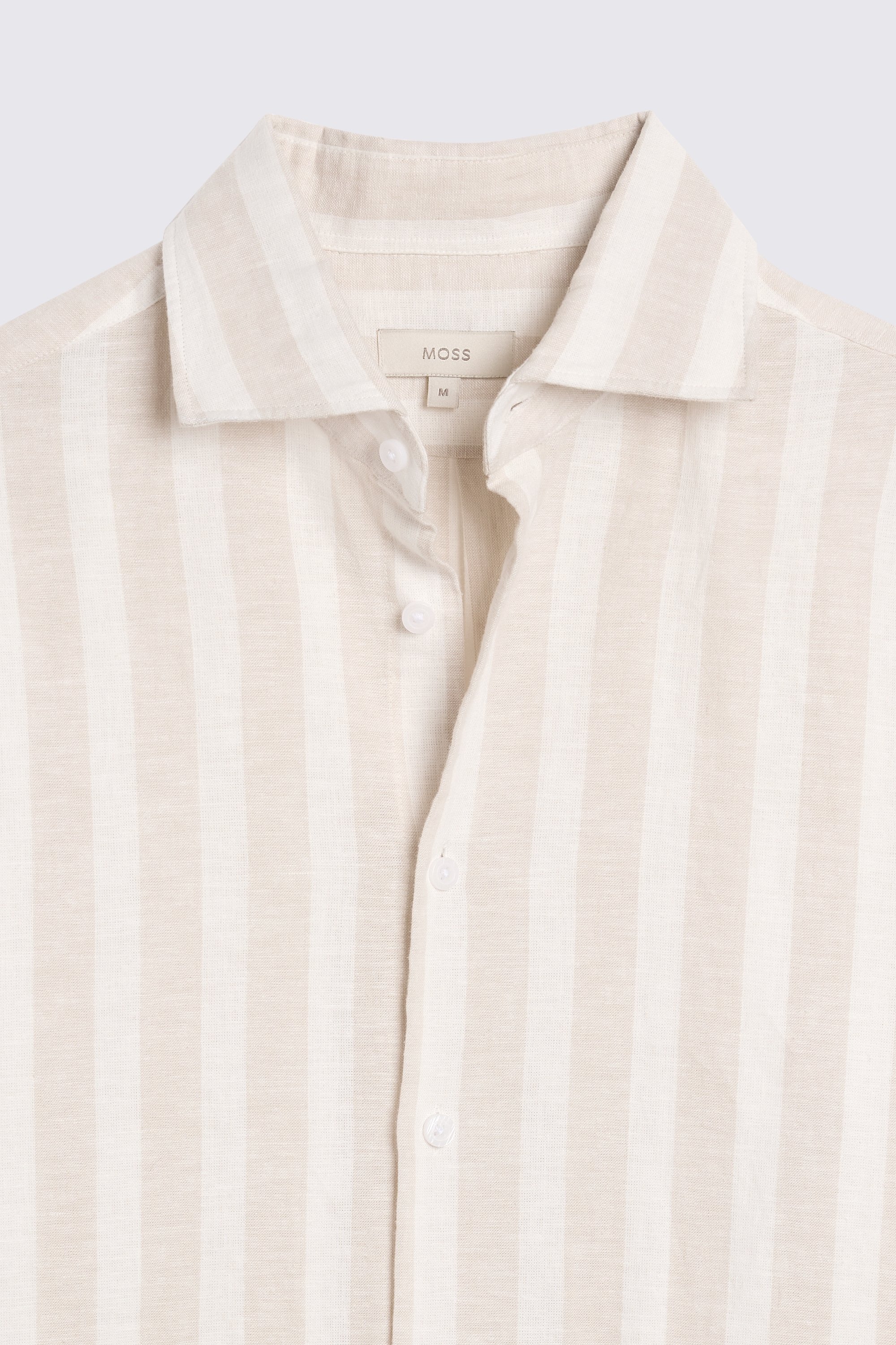 Camel Cotton Linen Stripe Shirt