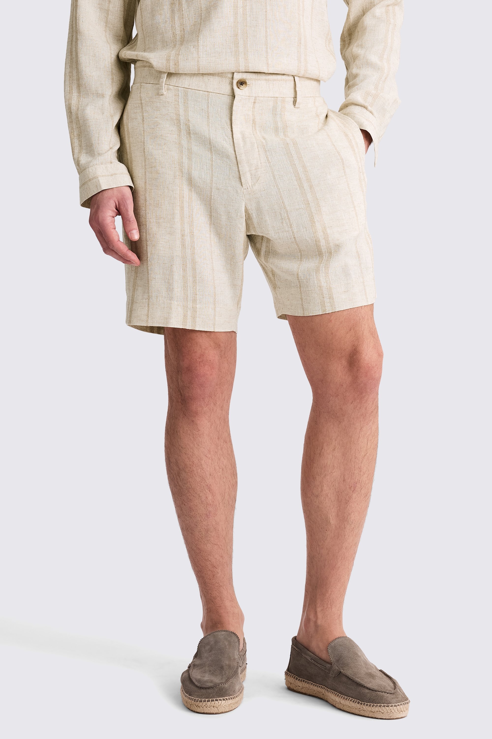 Linen Wide Stripe Shorts