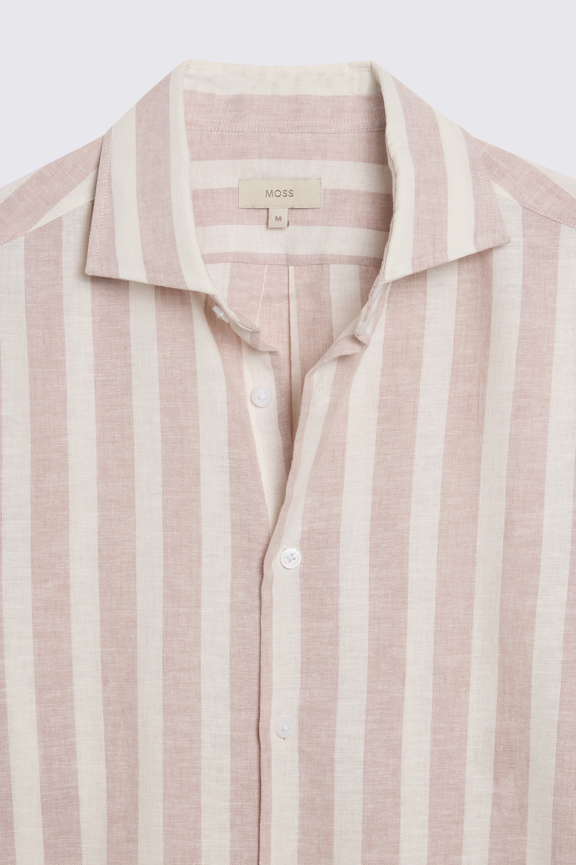 Cotton Linen Dusty Pink Wide Stripe Shirt