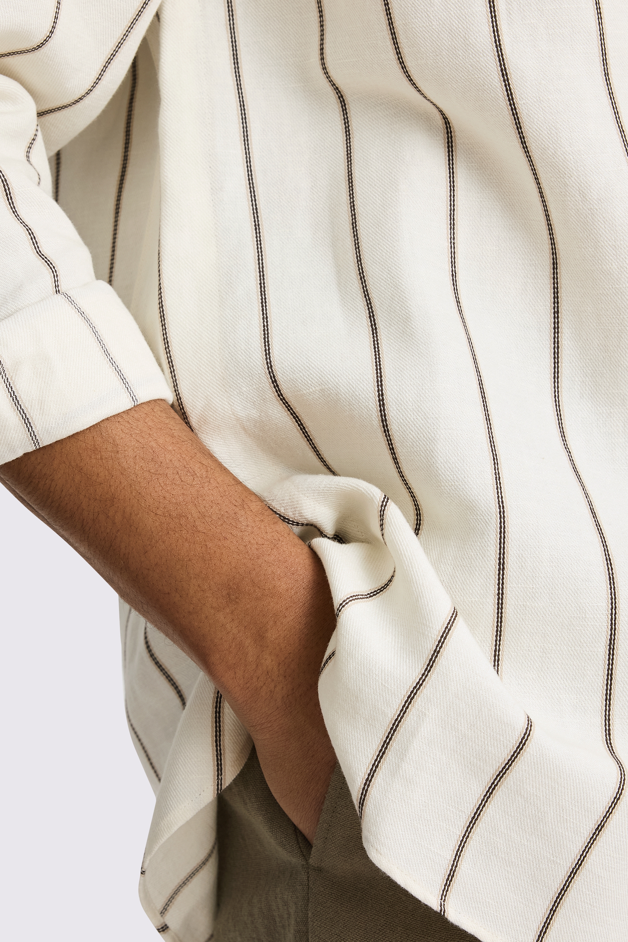 Cotton Linen Neutral Woven Stripe Shirt
