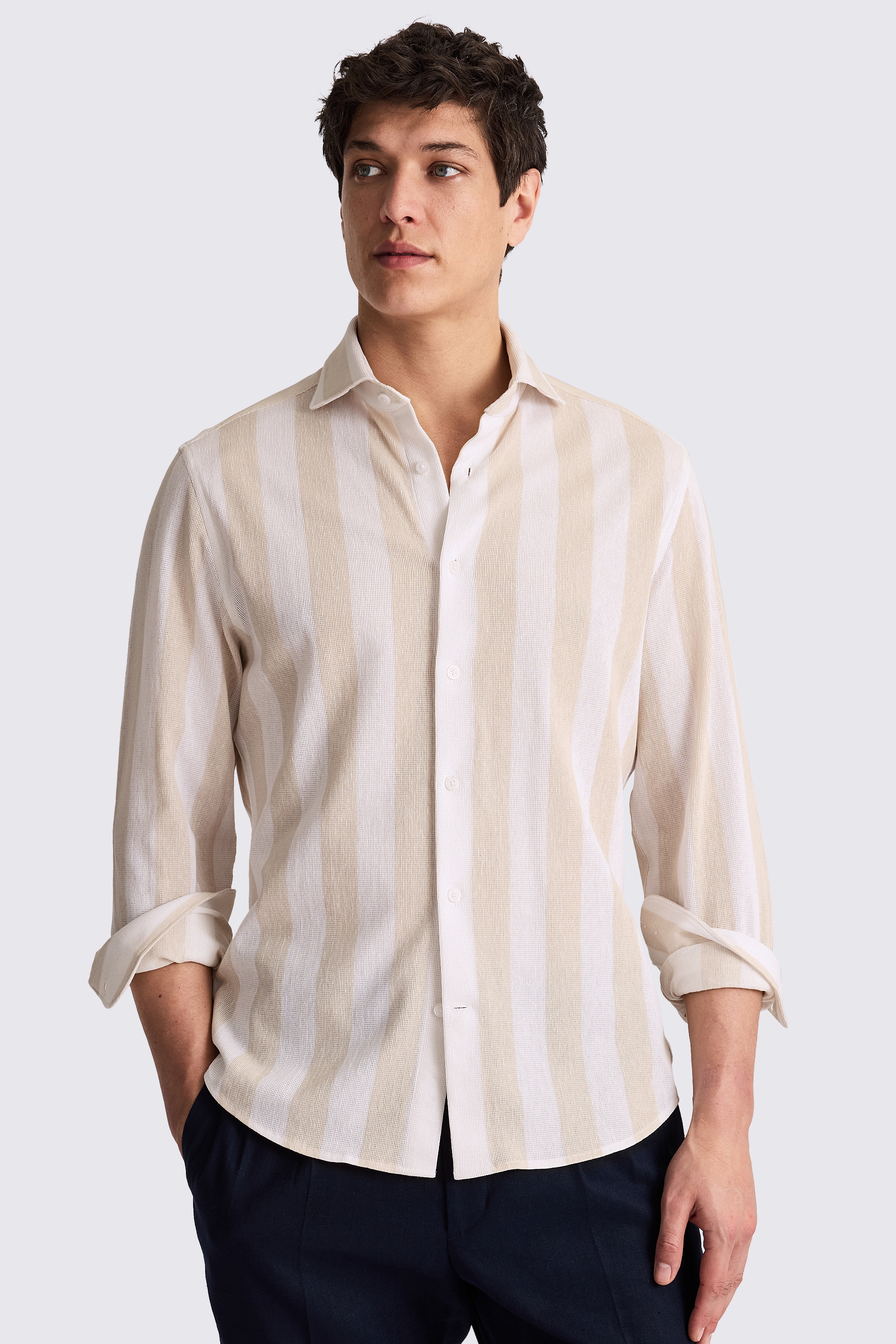 Neutral Pique Knit Shirt