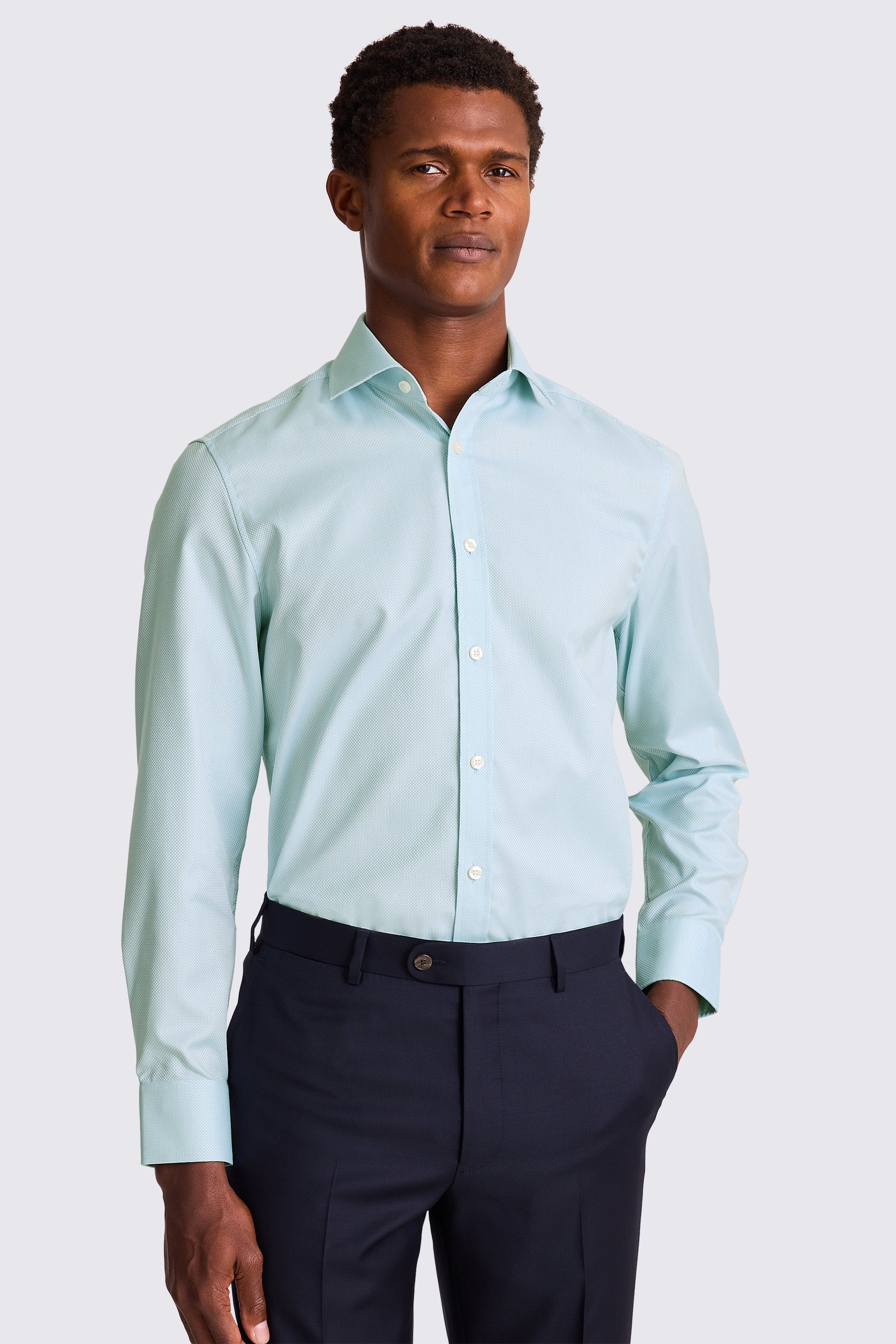 Tailored Fit Aqua Dobby Shirt