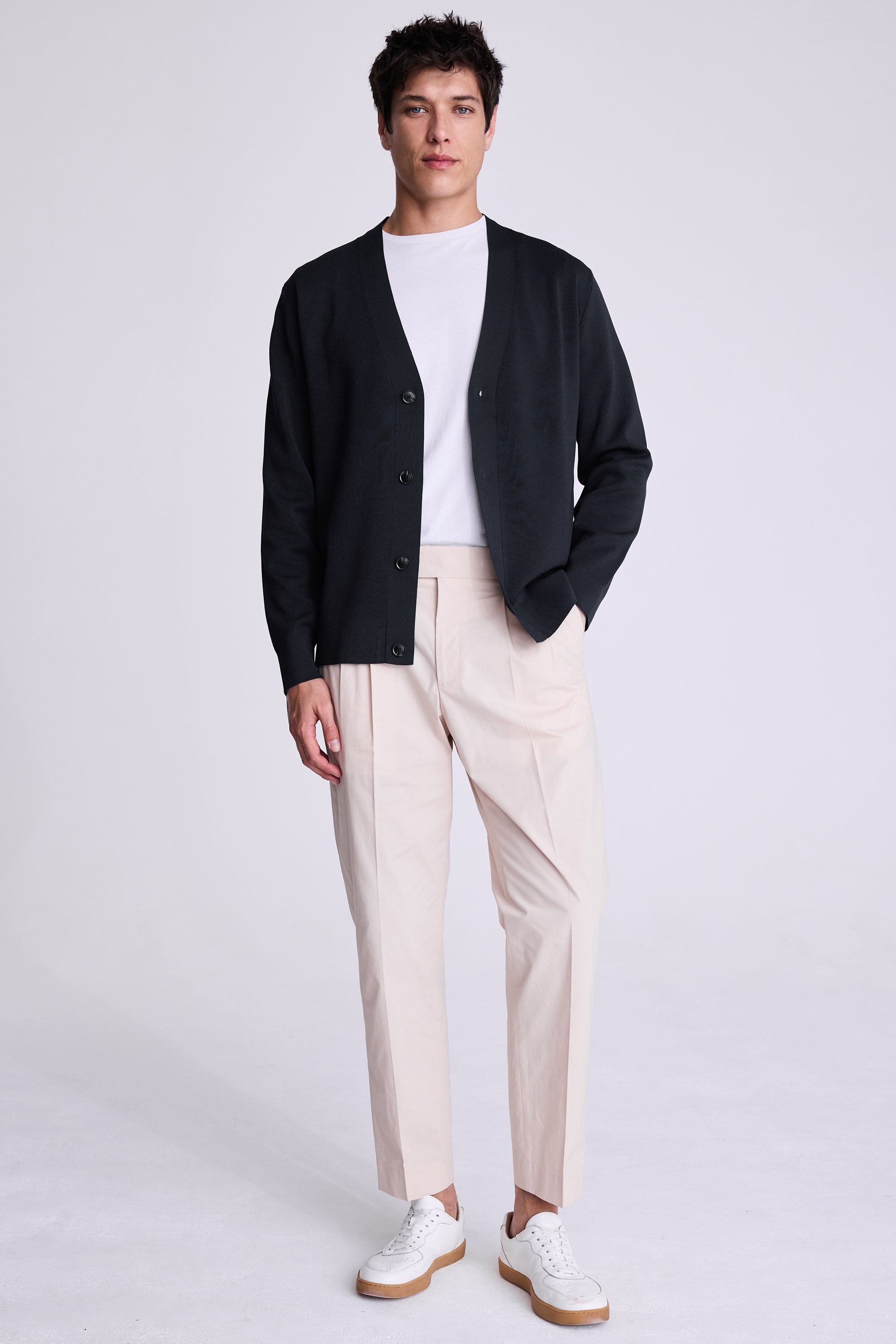 Navy Four Button Cardigan