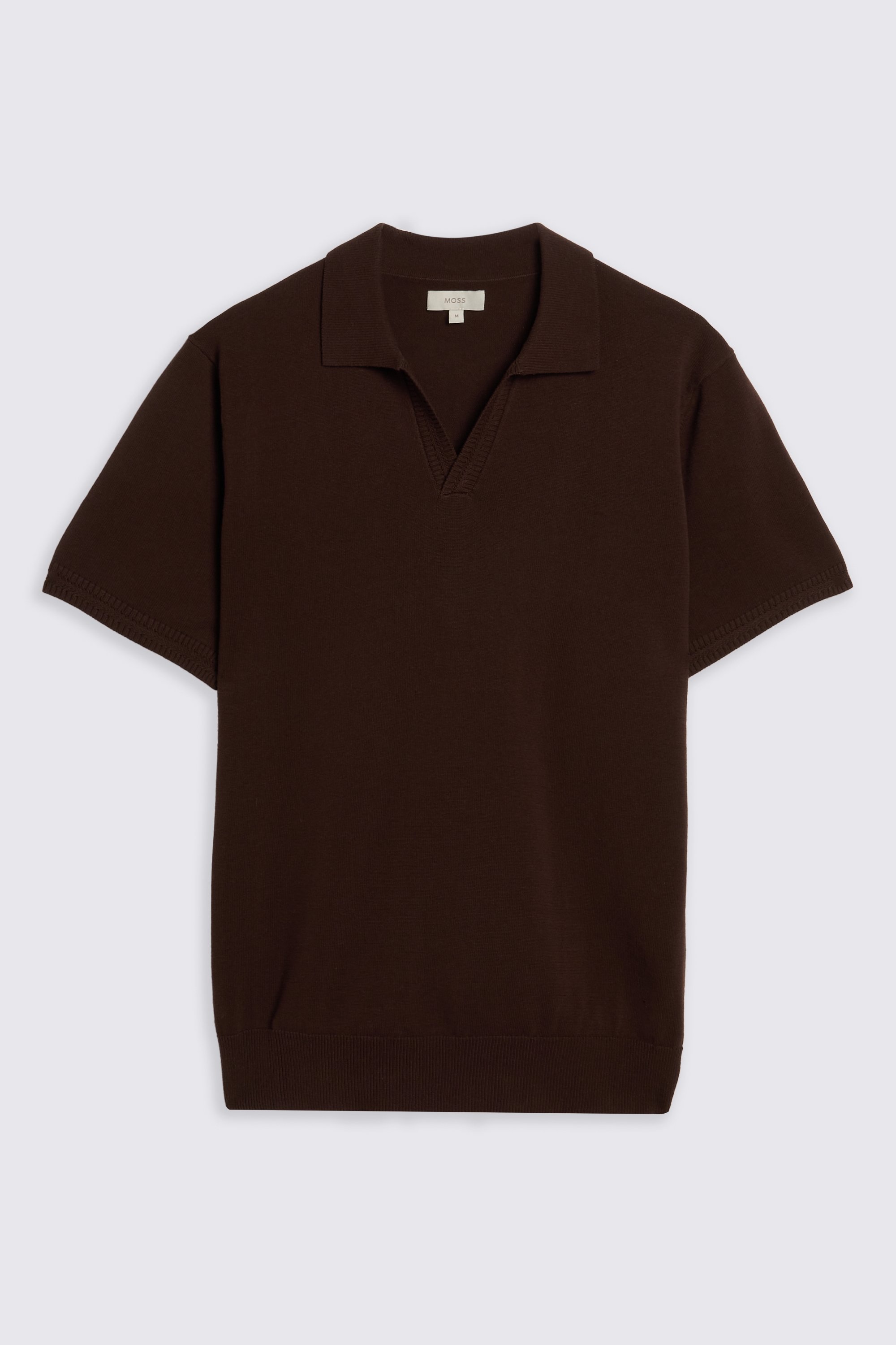 Brown Herringbone Trim Skipper Polo