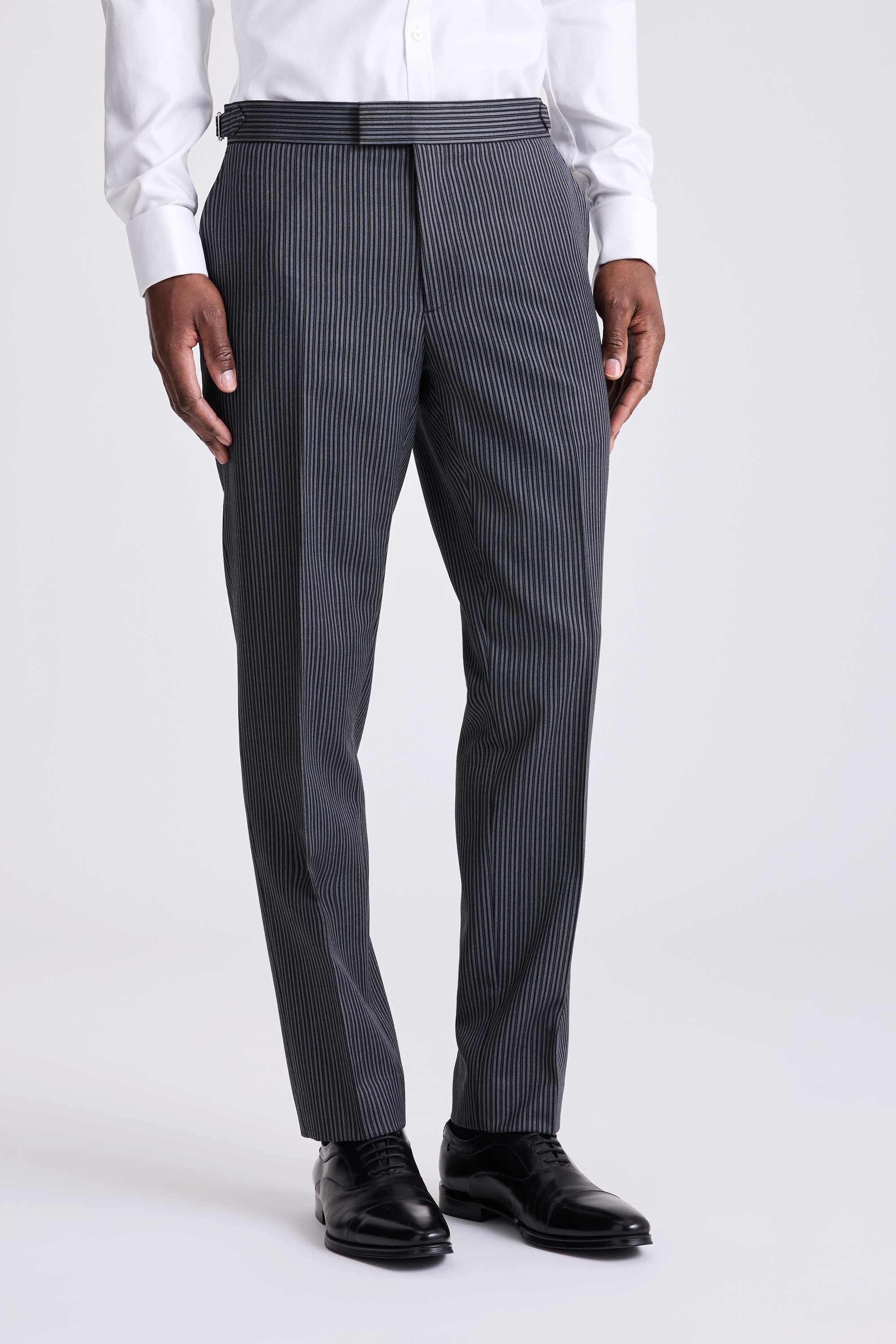 Italian Tailored Fit Grey Stripe Trousers