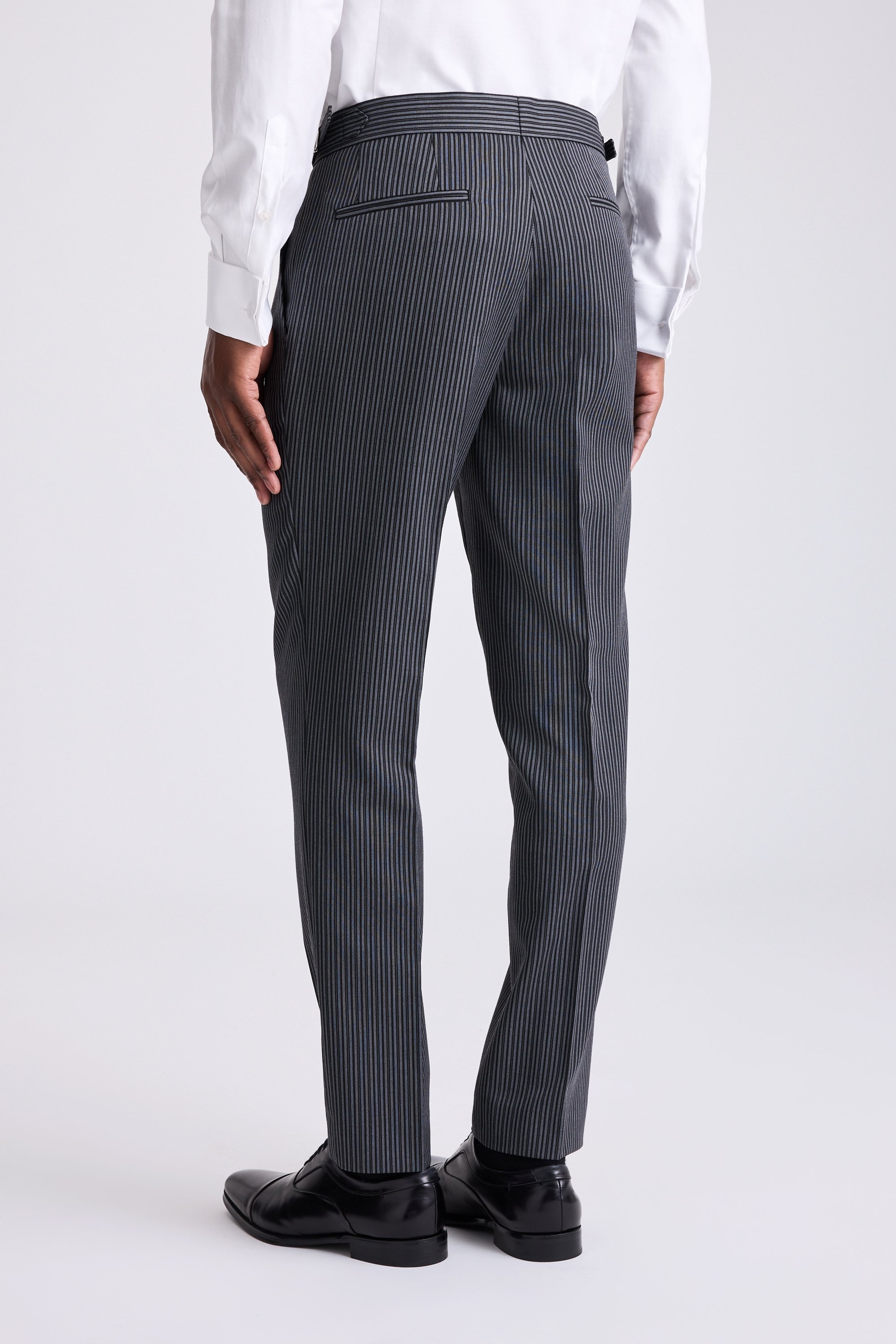 Italian Tailored Fit Grey Stripe Trousers