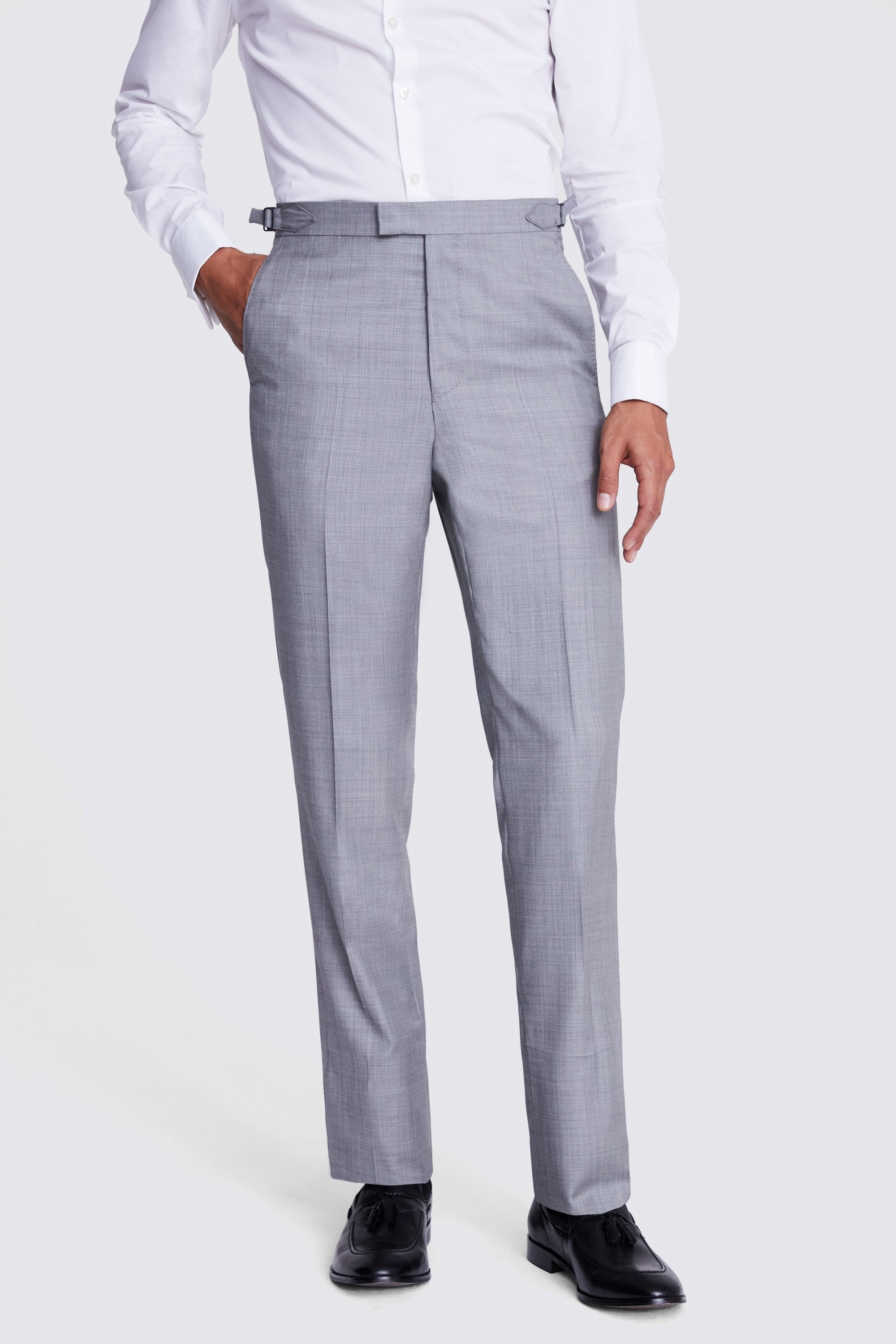 Italian Tailored Fit Grey Sharkskin Suit Trousers