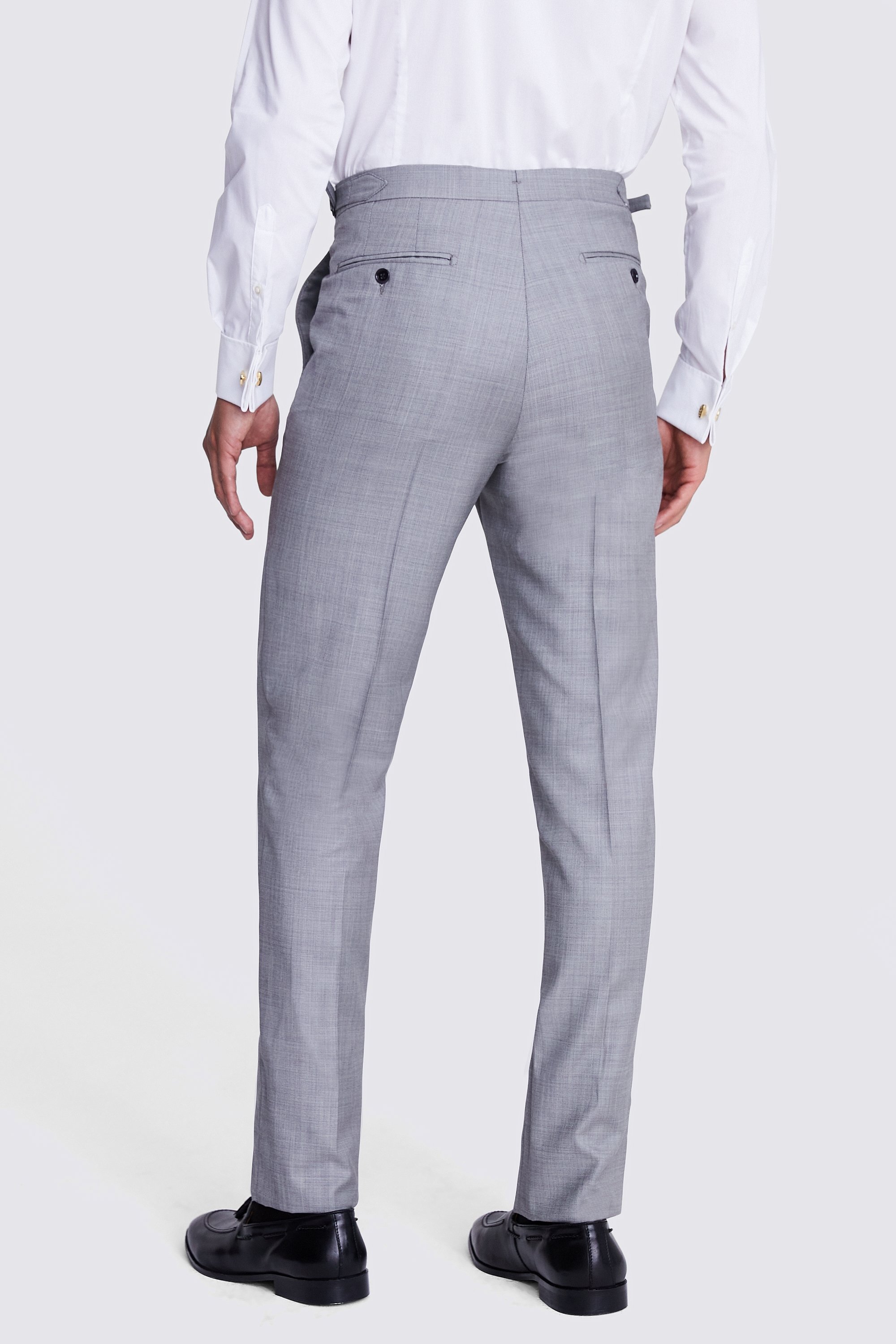 Italian Tailored Fit Grey Sharkskin Suit Trousers