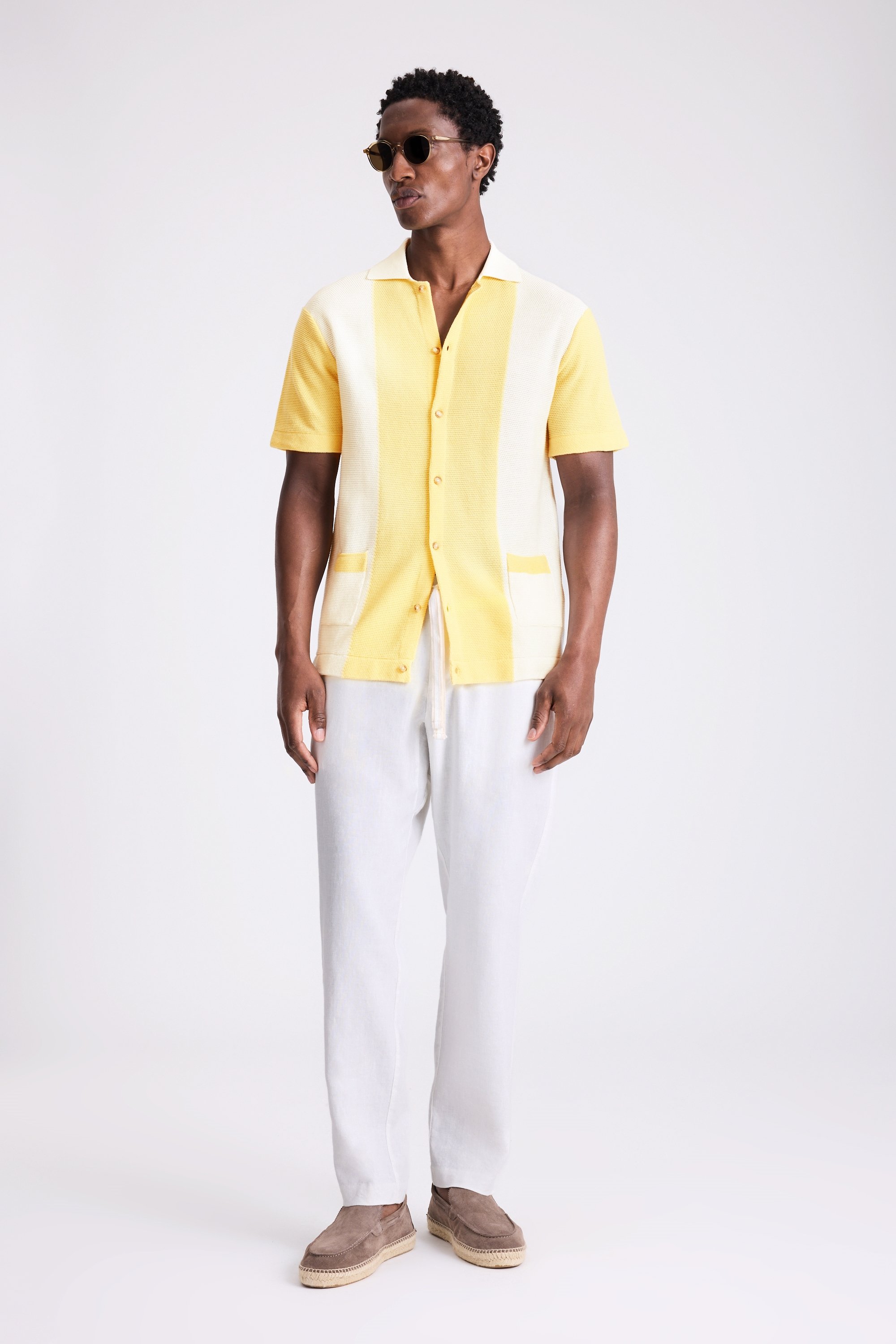 Yellow Stripe Pique Knit Shirt