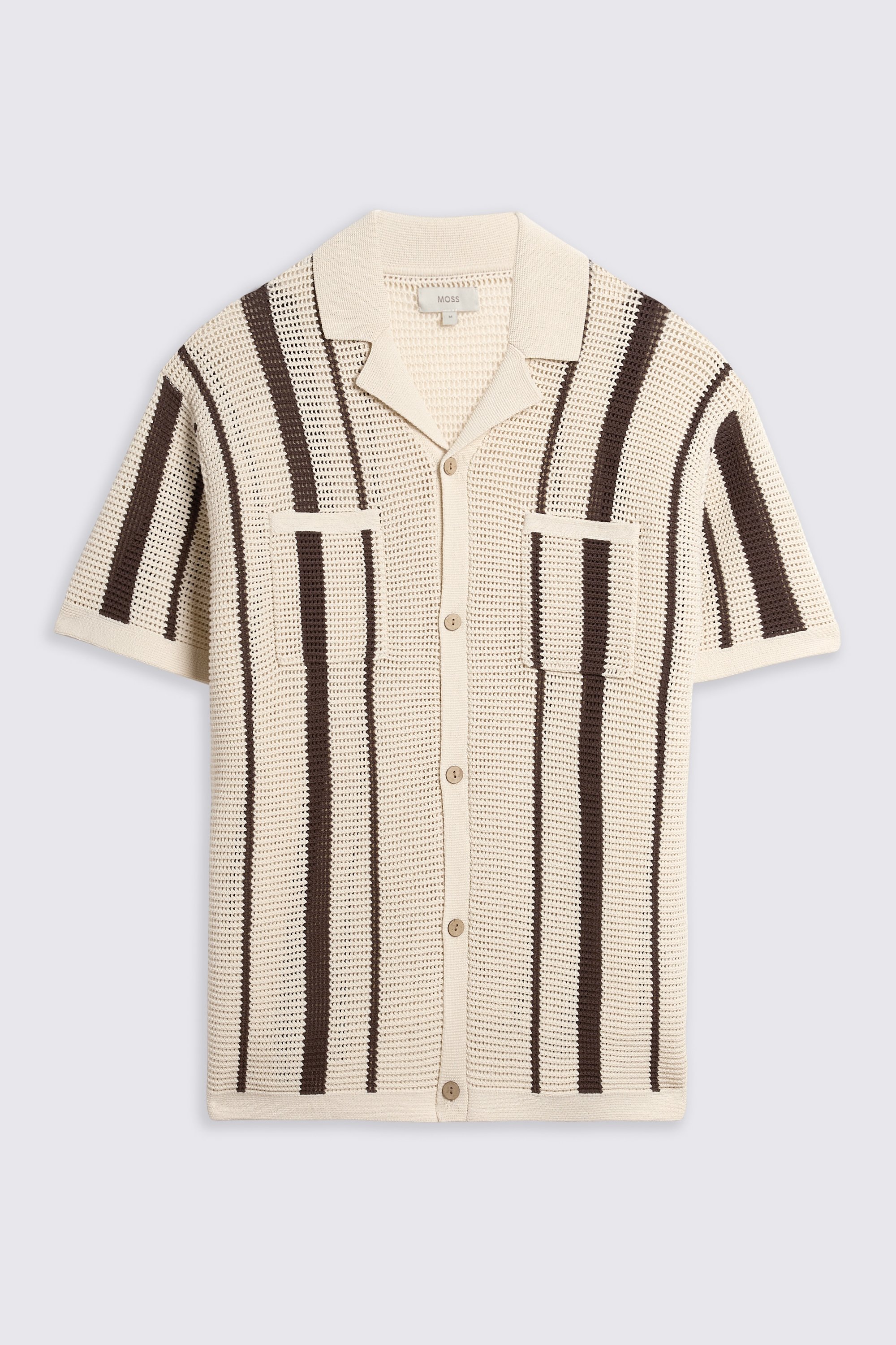 Ecru & Brown Stripe Open Knit Shirt